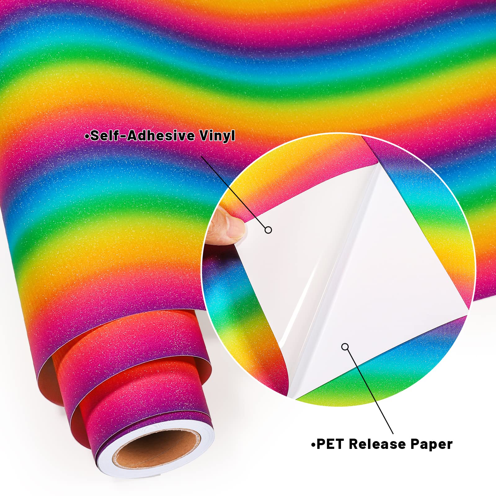 GIRAFVINYL Rainbow Glitter Vinyl Roll - 12