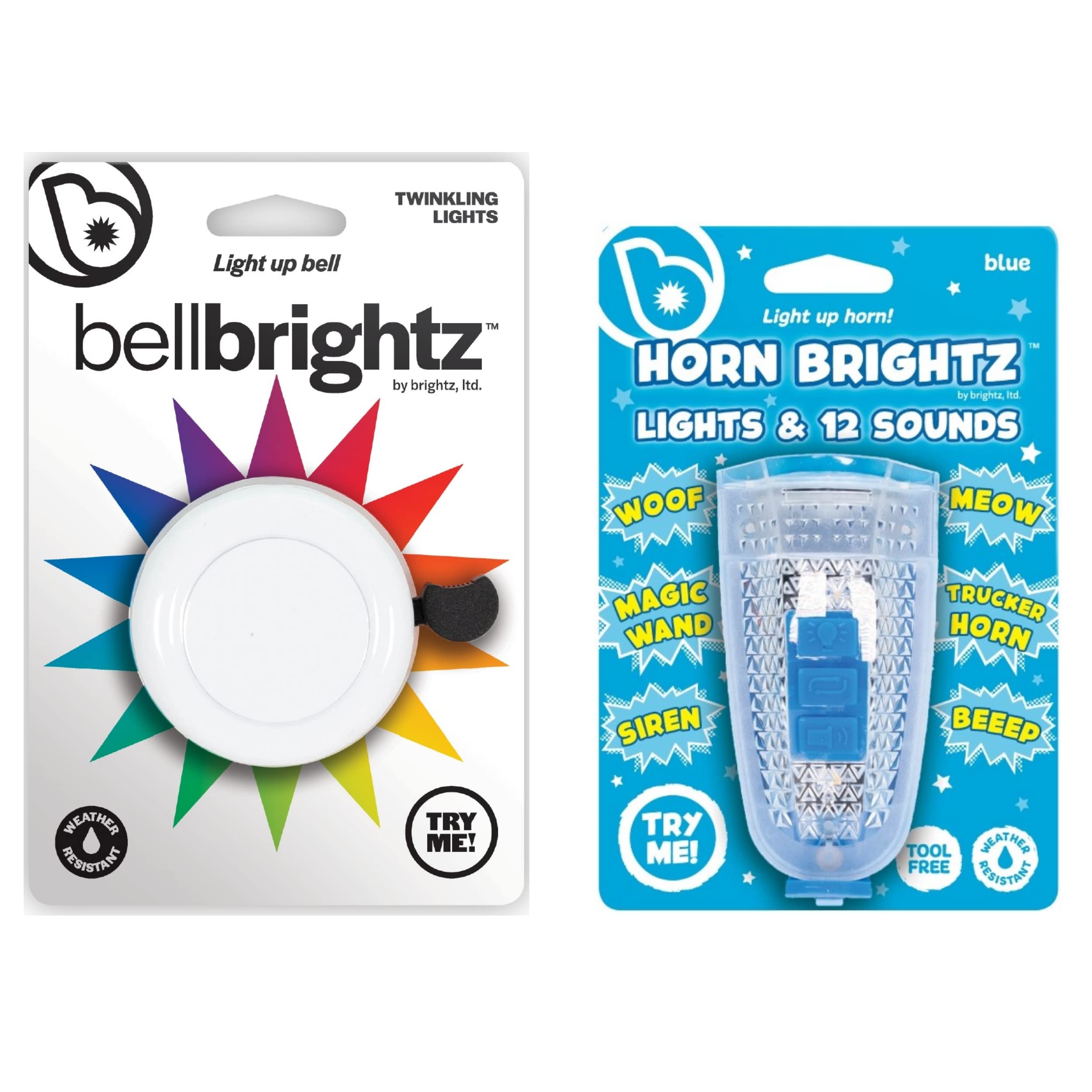 Brightz LED Light Up Bike Bell & Horn Combo - Clear Ring Sound, Waterproof, for Kids & Adults - Perfect for Night Cycling, Safety Riding, and Outdoor Adventures