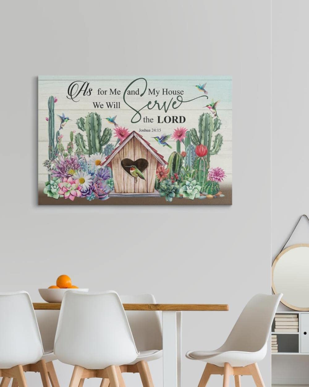 Hummingbird Christian Wall Art - Jesus & God Inspired Canvas Prints for Home Decor | As For Me And My House Scripture Art | Meaningful Horizontal Wall Decor Perfect for Living Room, Bedroom & Church