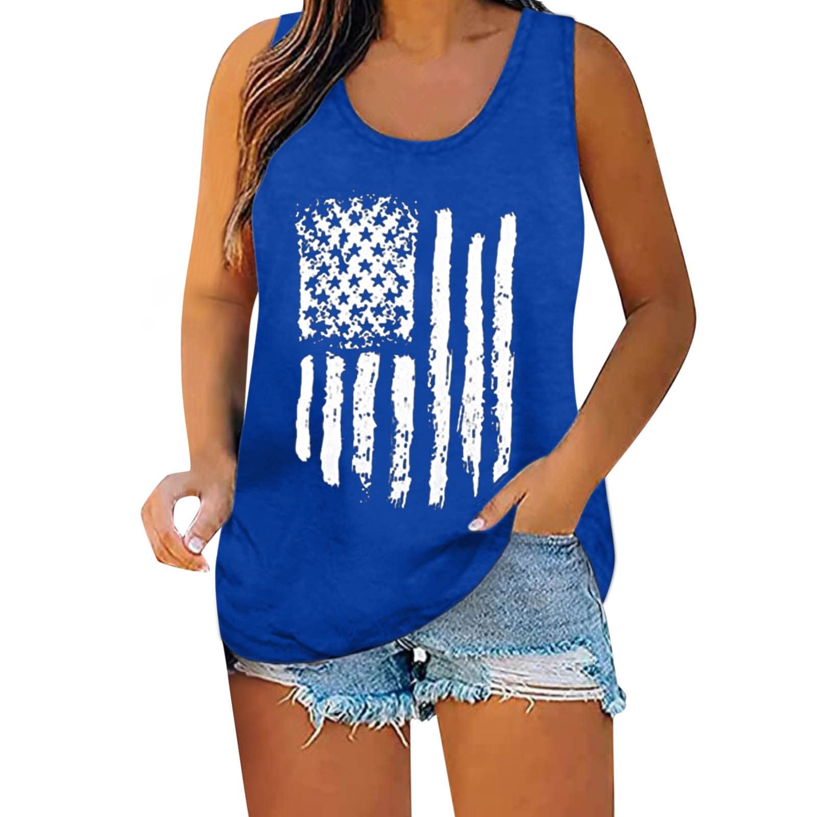 Women's Independence Day Print Tank Tops - Summer Casual Sleeveless Muscle Shirts for Women - Perfect for 4th of July Celebrations, Beach Outings & Gym Workouts