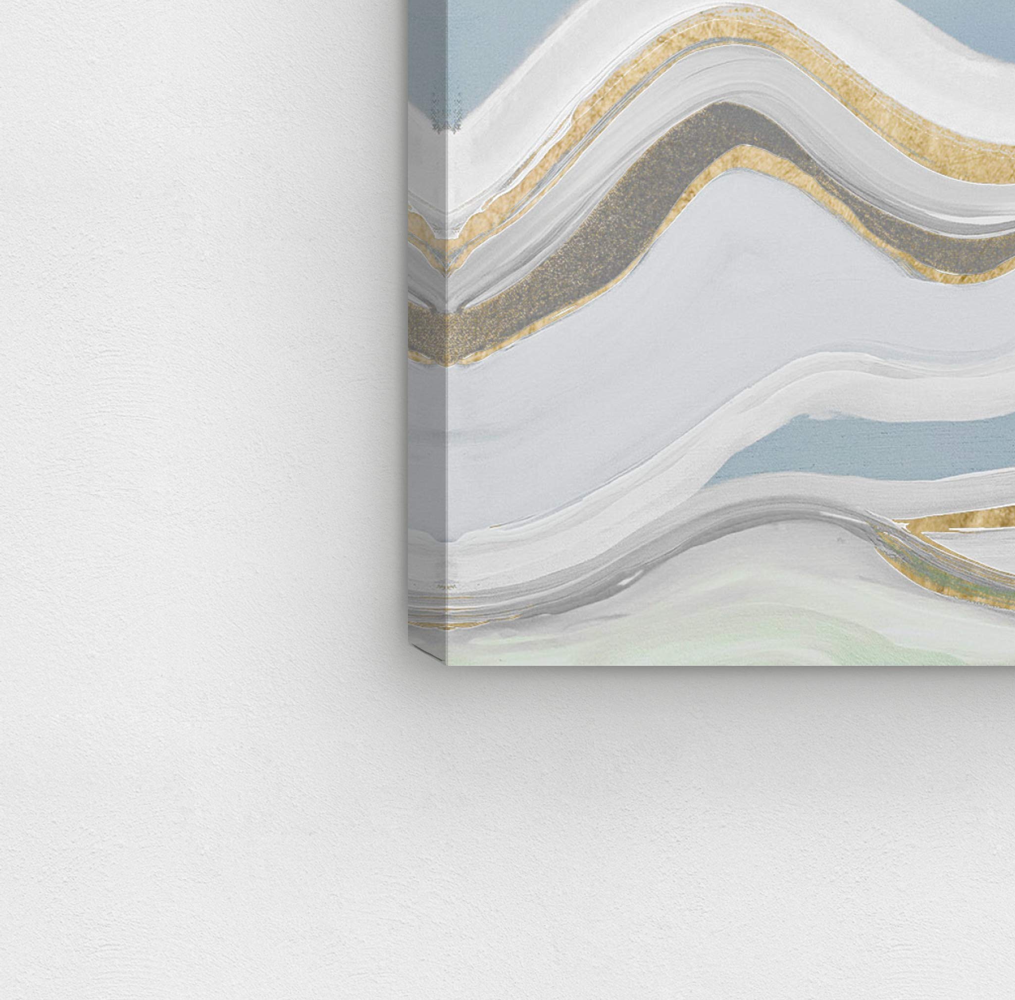 Oliver Gal Artist Co. 'Glacier Flow' Abstract Wall Art Canvas Print - 24x24 Inches Blue & Gold Modern Home Decor - Perfect for Living Room, Bedroom & Office Wall Decoration