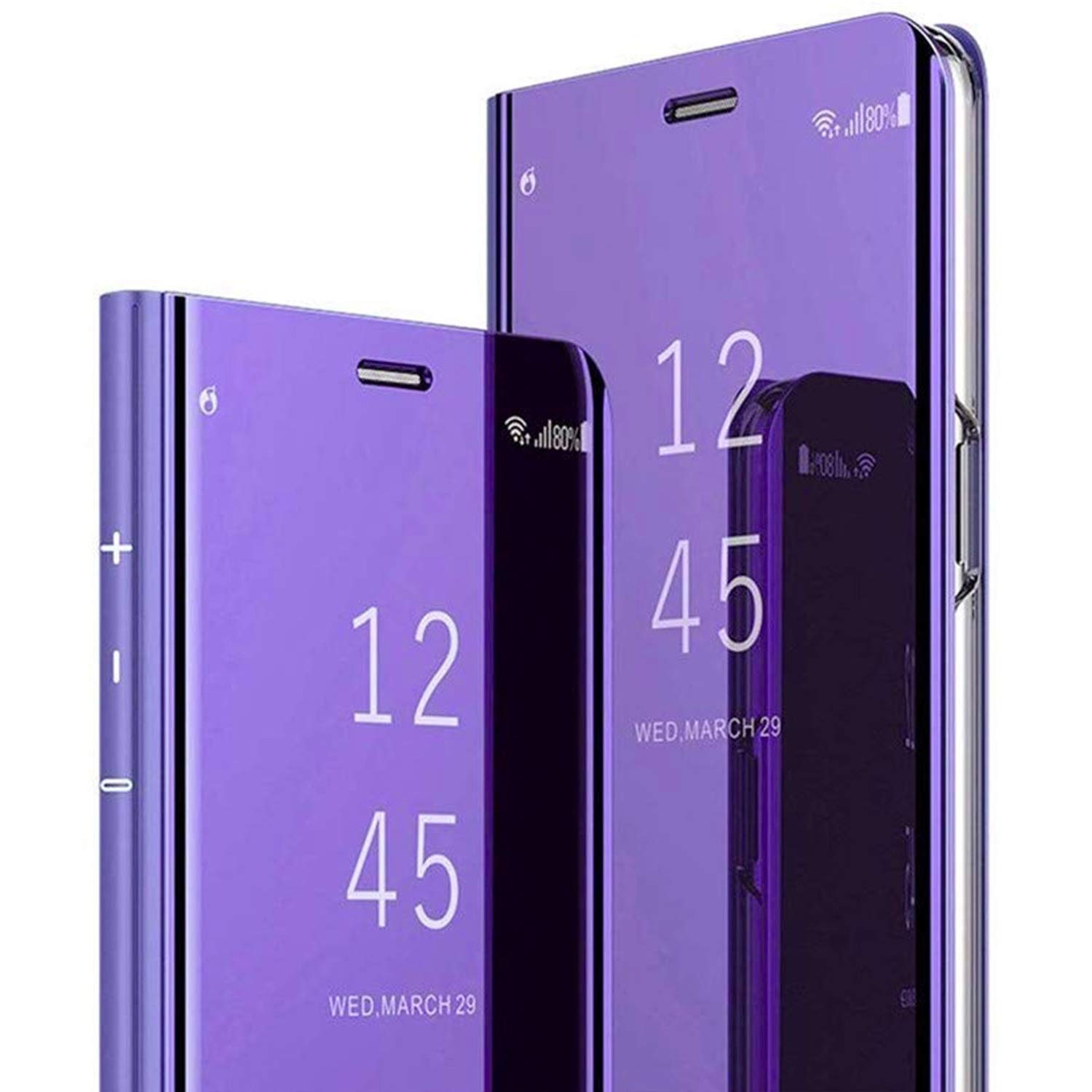 Samsung Galaxy M51 Phone Case with Side Fingerprint, Smart Mirror Display Cover with Kickstand, Shockproof Protective Case for Samsung Galaxy M51 - QH Purple Blue - Perfect for Daily Use, Travel, and Work