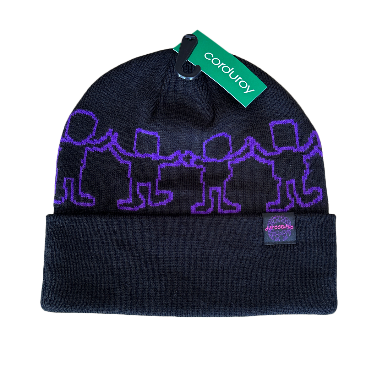 Directive x Corduroy Friends Beanie - Black/Purple | Winter Hat for Men & Women | Cozy Knit Beanie for Cold Weather, Outdoor Activities & Streetwear Fashion