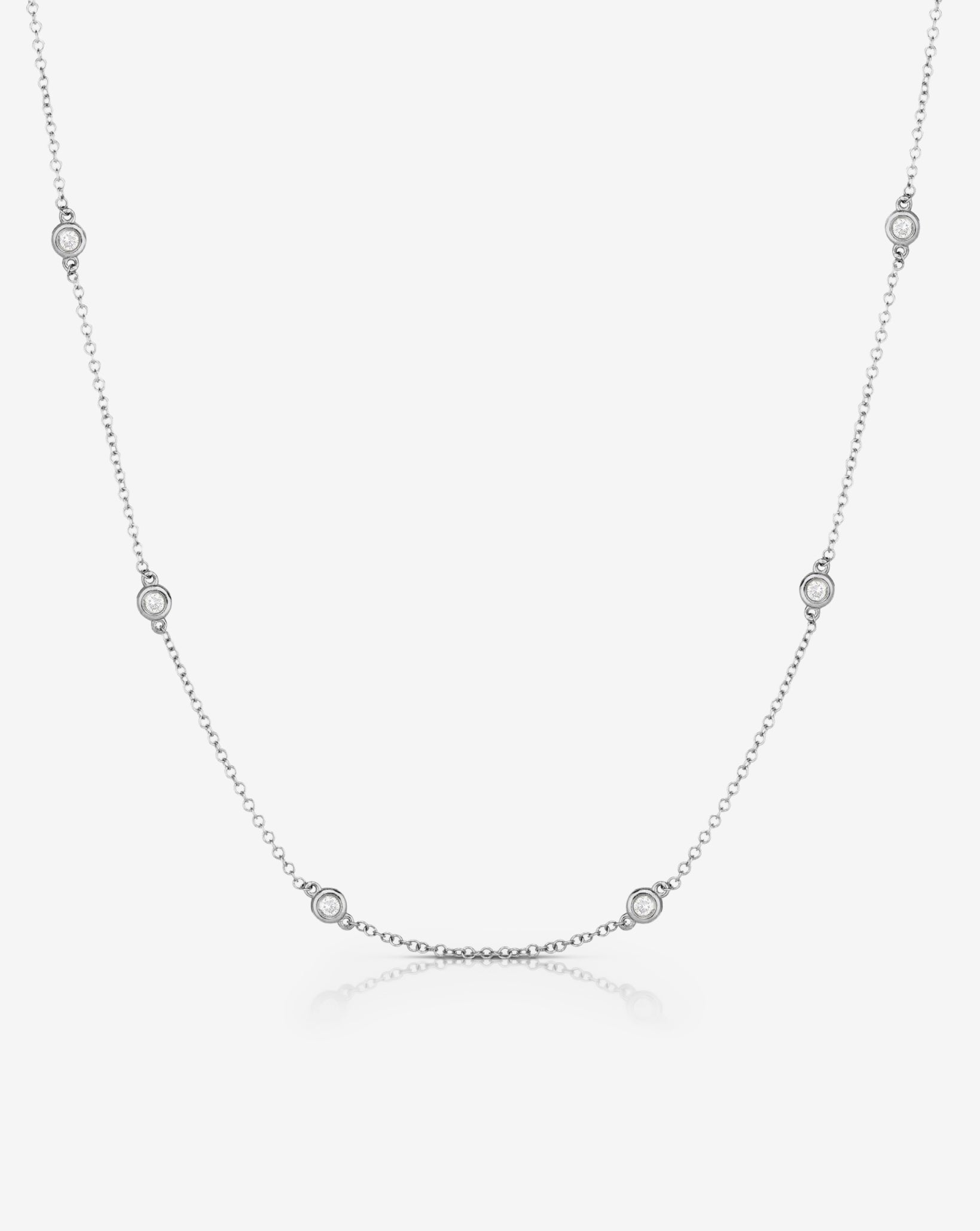 Diamond Bezel Station Necklace for Women - Elegant 14K Gold Layered Pendant Necklace Jewelry Gift for Her - Perfect for Weddings, Anniversaries & Special Occasions