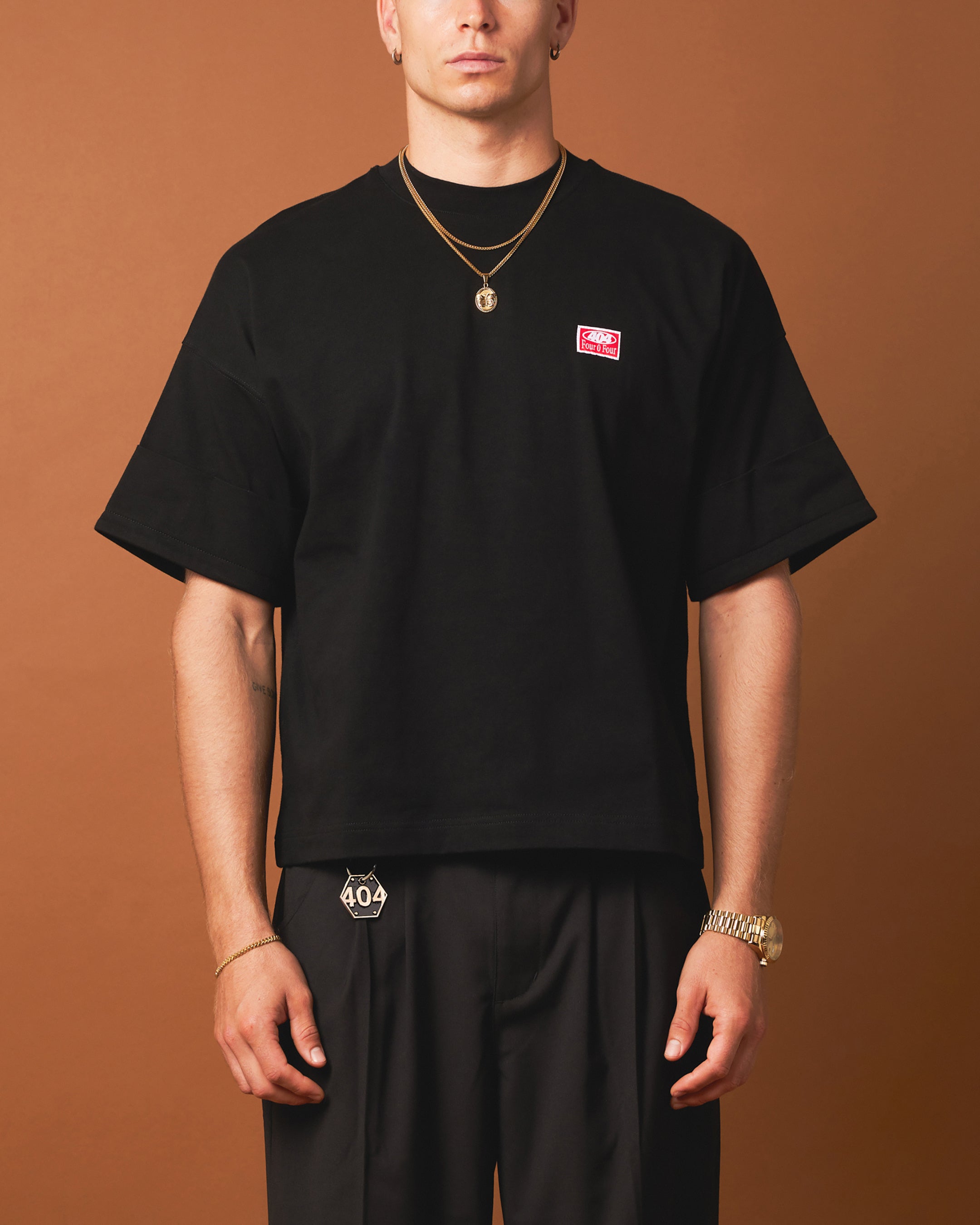 404 Workwear T-Shirt for Men - Black Cotton Short Sleeve Tee for Construction, Mechanics & Industrial Work