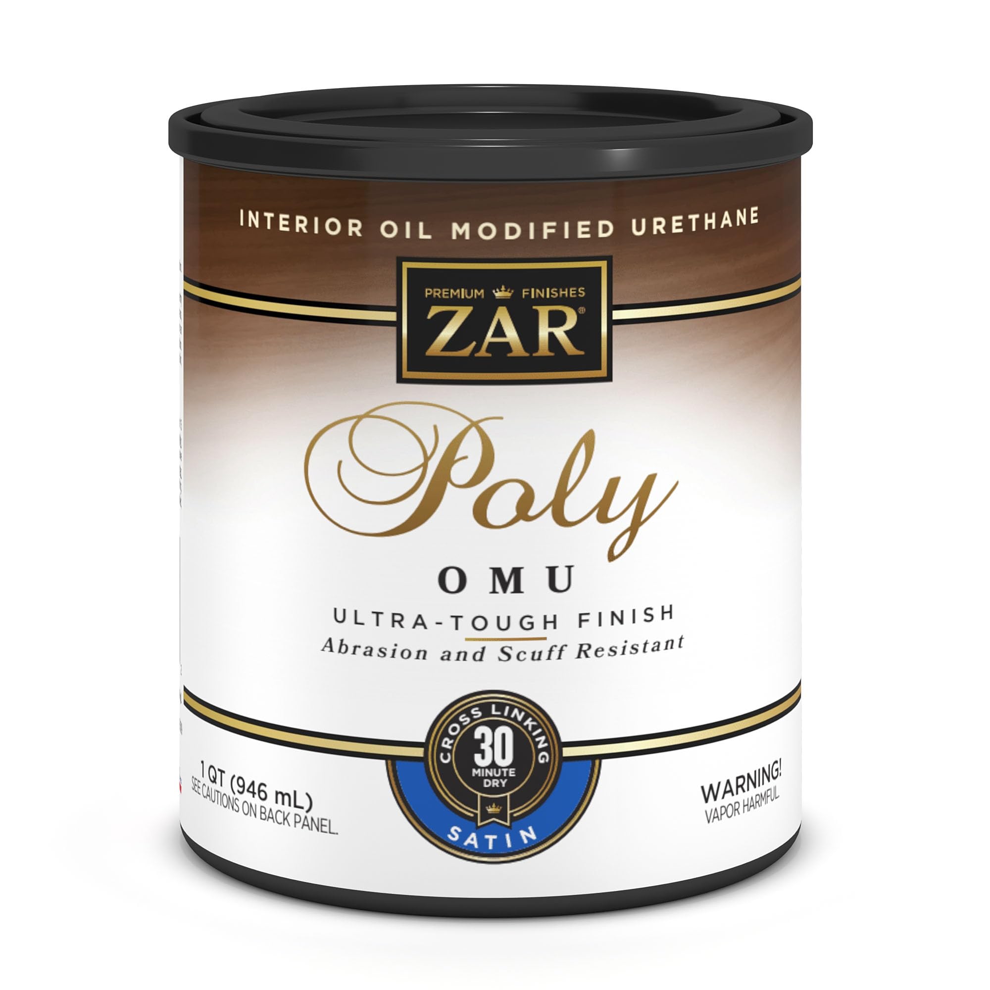 ZAR 36212 Ultra Max Oil Modified Polyurethane - 1 Quart (QT) Satin Finish - High-Performance Wood Floor Finish for Indoor Floors, Furniture & Cabinets