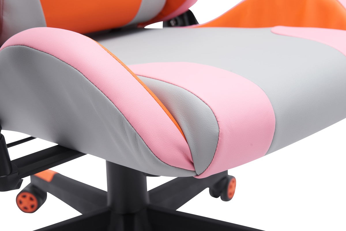 Premium Ergonomic Gaming Chair with Adjustable Lumbar Support - Grey & Orange Racing Style for PC/Console Gamers - Perfect for Esports, Streaming & Home Office Setup