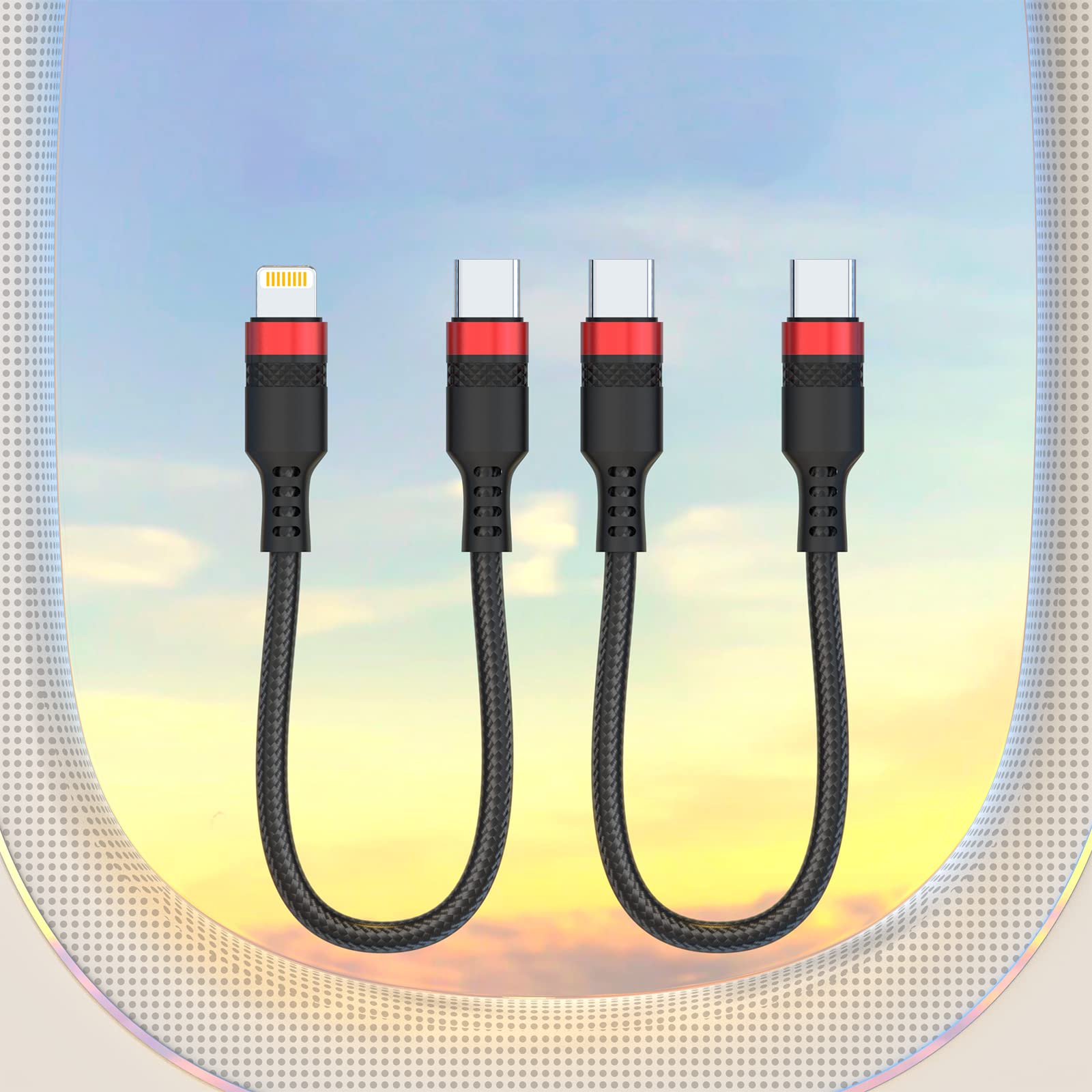 MFi Certified USB C to Lightning & USB C Cable 2Pack - Fast Charging for iPhone Samsung - Home & Travel Use