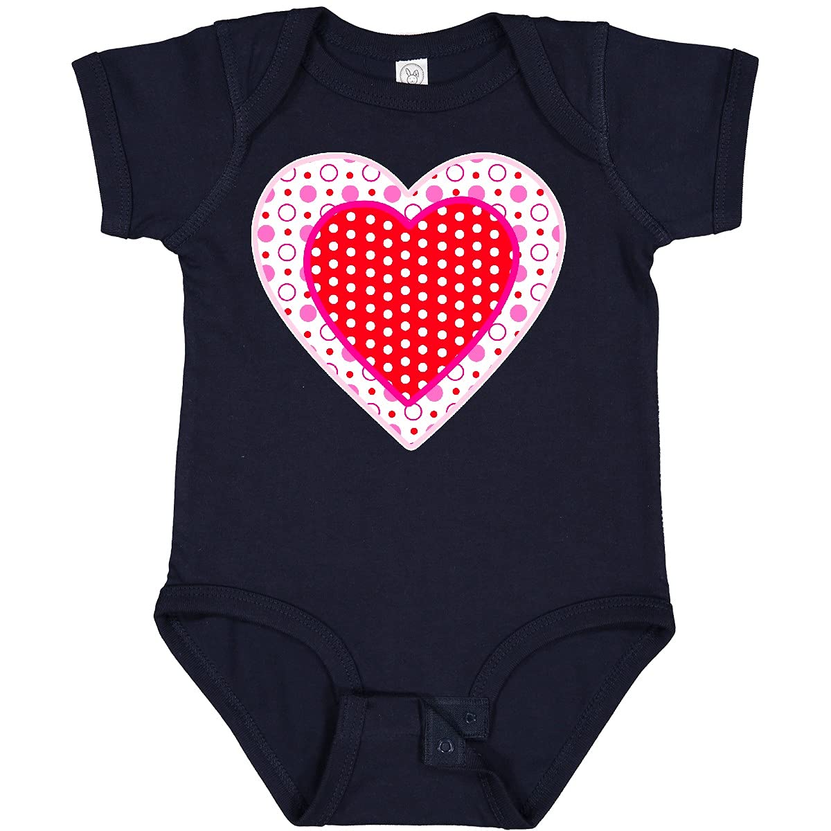 Inktastic Valentine Red Heart with Dots Baby Bodysuit - Cute Valentine's Day Outfit for Infants & Newborns - Perfect for Family Photos, Holiday Gifts & Special Occasions