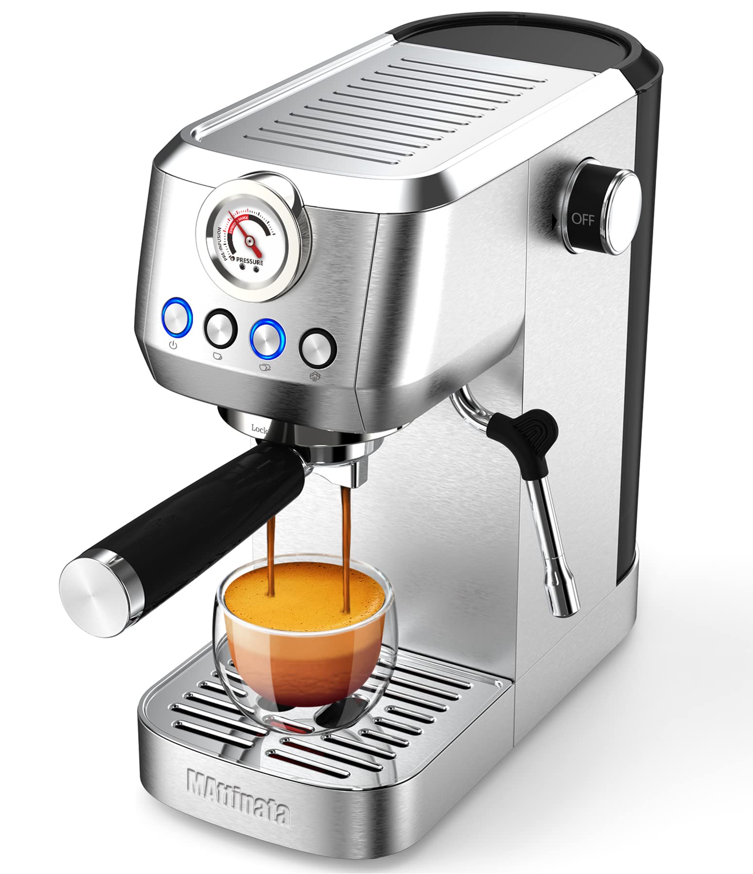 20 Bar Espresso Machine with Milk Frother - Stainless Steel Coffee Maker for Cappuccino & Latte - Perfect for Home Baristas & Coffee Lovers (Gift Idea)