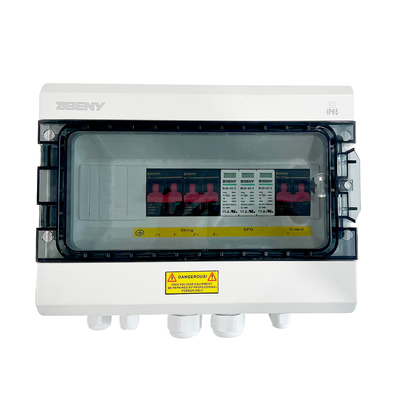 BENY 1000V DC Combiner Box | 2 Input 1 Output | 2 Pole Solar PV Combiner Box for Solar Panel System - Perfect for Home & Commercial Solar Energy Projects