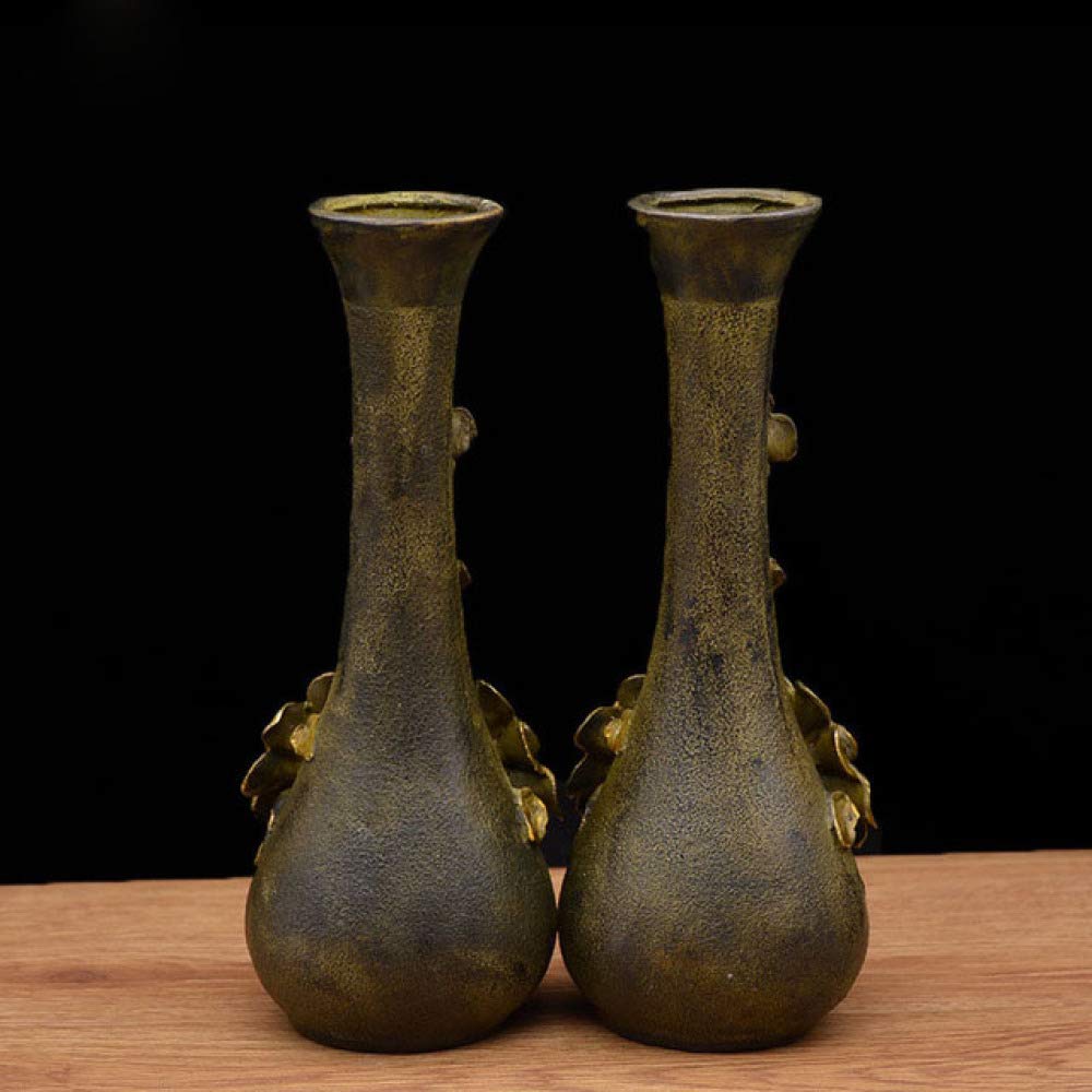 LILOVE Antique Gilt Embossed Copper Vase - Elegant Home Decor Gift for Wedding, Anniversary & Housewarming - Perfect for Living Room, Dining Table & Office Desk Decoration