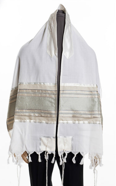 Elegant Stone Stripes Wedding Tallit Shawl - Premium Jewish Prayer Scarf for Brides & Grooms - Perfect for Wedding Ceremonies, Bar Mitzvahs & Special Occasions