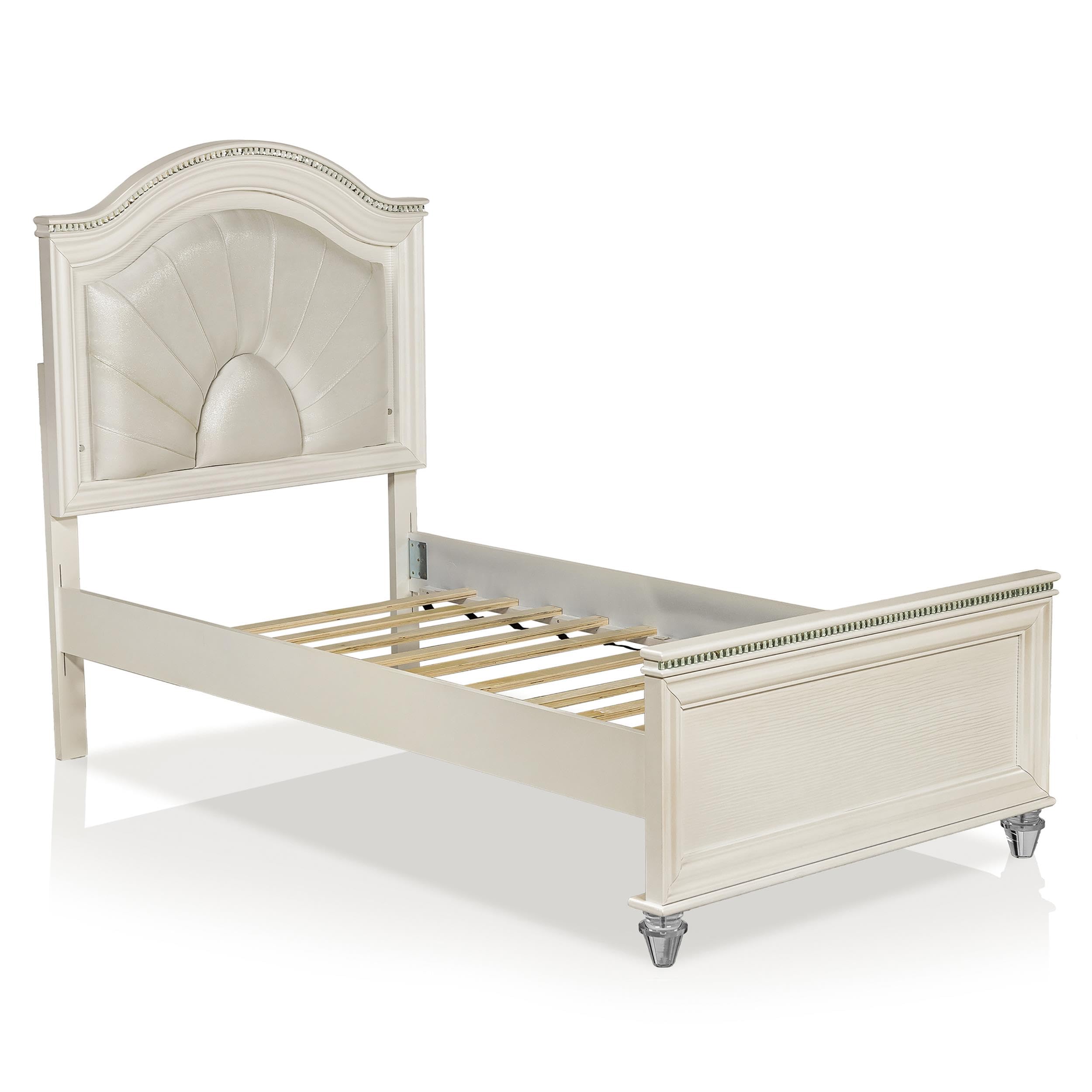 FOA Devado Contemporary 3-Piece White Wood Bedroom Set - Twin Bed & 2 Nightstands | Modern Minimalist Furniture for Small Spaces & Guest Rooms