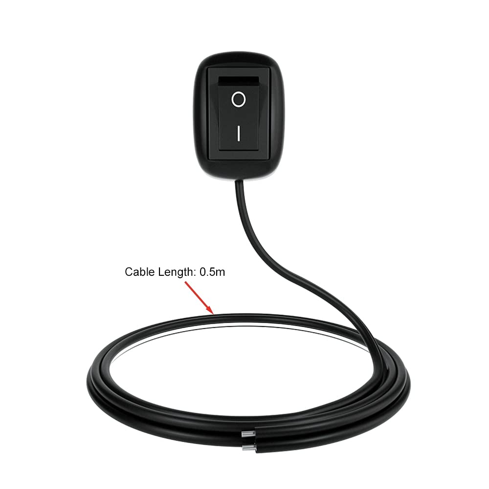 12V Universal Car Toggle Switch with 50cm Cable - Waterproof On/Off Switch for Fog Lights, Driving Lights, Neon Lights, Car Interior & Exterior Accessories - Ideal for Off-Road Vehicles, Trucks, SUVs (2 Meter Length)