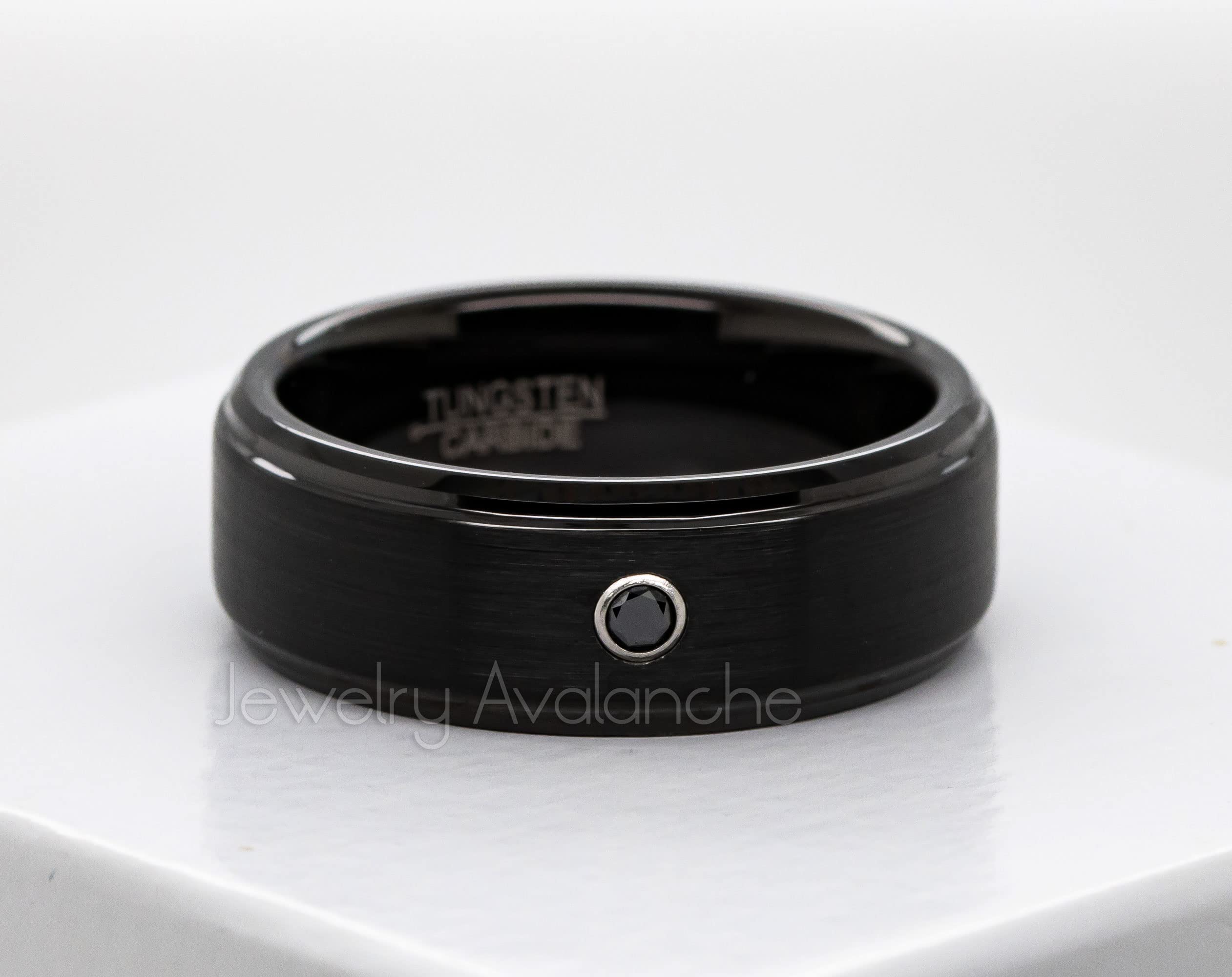 0.05ctw Black Diamond Tungsten Ring for Men - 8mm Comfort Fit Black Tungsten Carbide Wedding Band, Anniversary Jewelry Gift - Perfect for Weddings, Engagements & Special Occasions