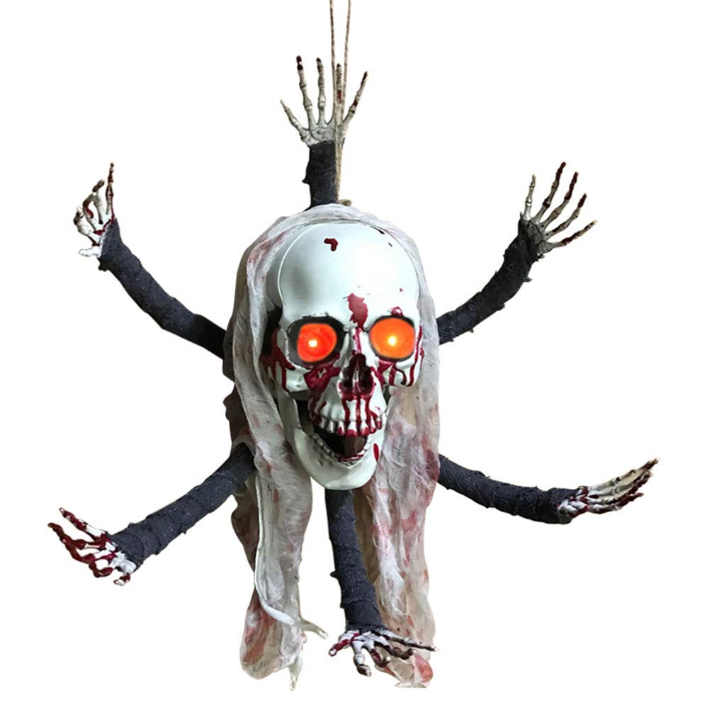 PRETYZOOM Glowing Ghost Pendant - Scary Skeleton Ghost Necklace for Halloween Decorations, Haunted House Props & Spooky Party Supplies | Perfect for Halloween Parties, Home Haunt Displays & Themed Events