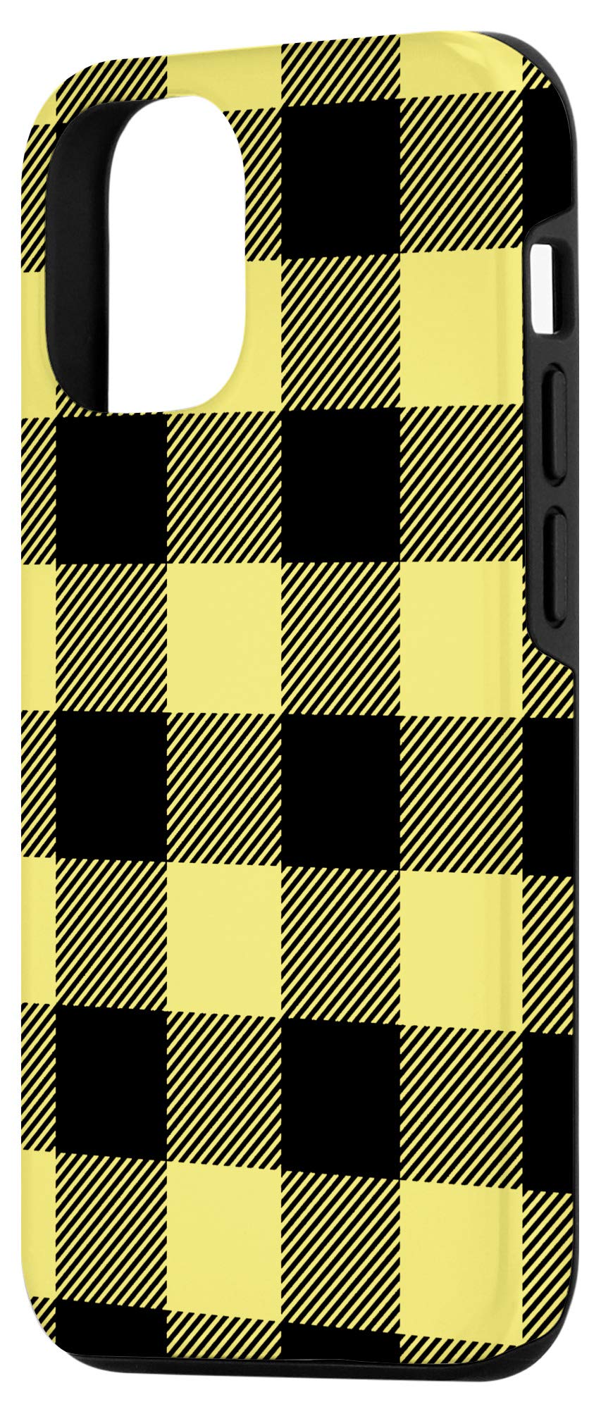 iPhone 12/12 Pro Case - Buffalo Black Yellow Plaid Flannel Gingham Cloth Look Protective Cover | Perfect Gift for Tech Lovers, Office Use & Everyday Style