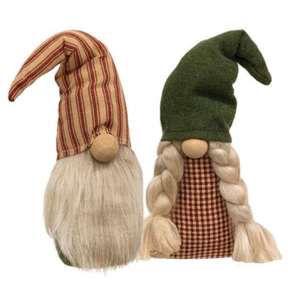 Mr. or Mrs. Farmhouse Check Gnome - 2 Pack Assorted Garden Decor - Perfect for Outdoor Lawn, Patio, and Home Decoration