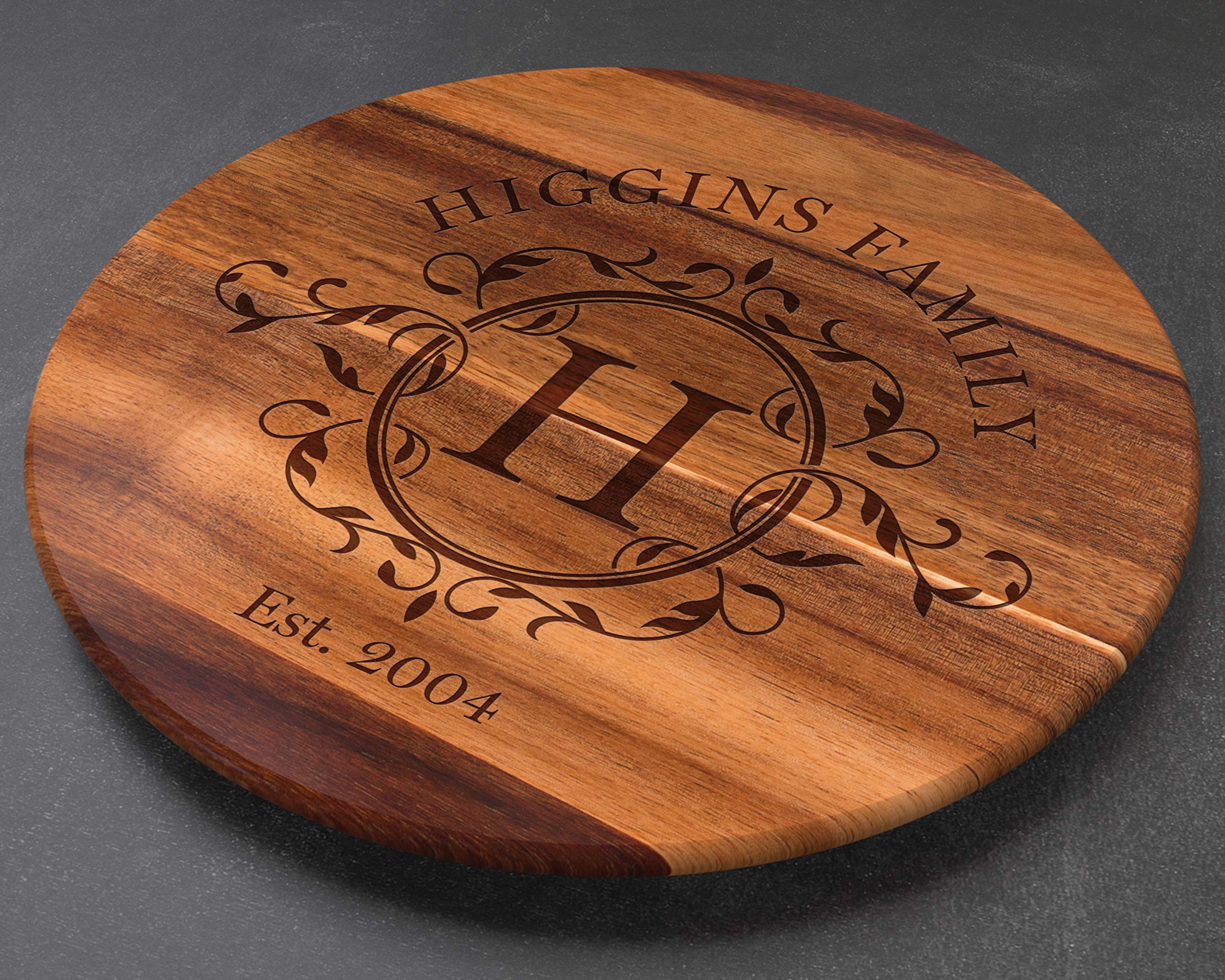 Custom Lazy Susan Turntable - Personalized Wooden Rotating Serving Tray for Dining Table, Wedding Gifts & Kitchen Organization | Perfect for Entertaining, Spice Storage & Cutting Board Use