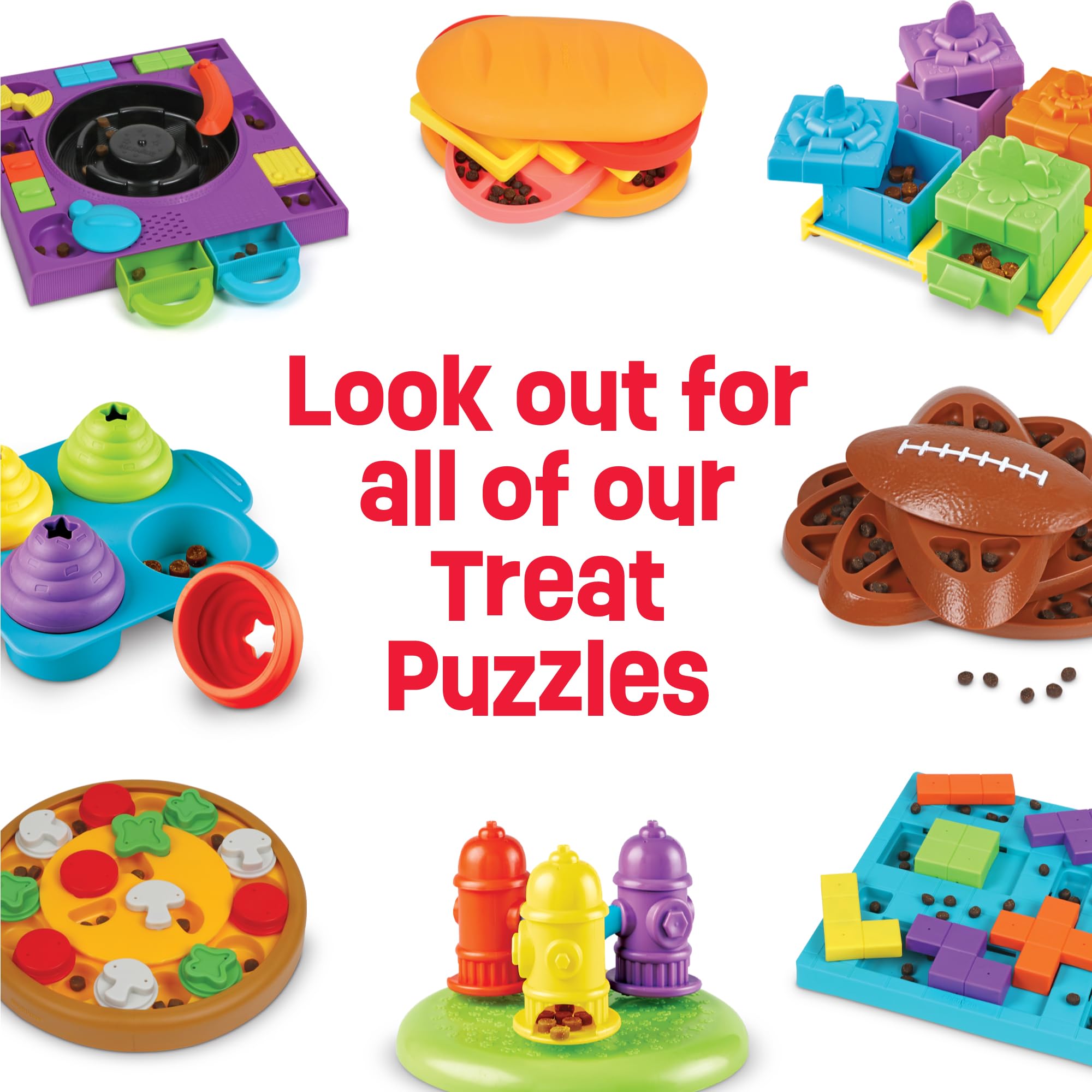 Brightkins Pizza Party! Interactive Dog Puzzle Toy - Treat Dispensing Brain Game for Dogs, Fun Enrichment Activity for Small & Large Breeds - Perfect for Boredom Relief & Mental Stimulation