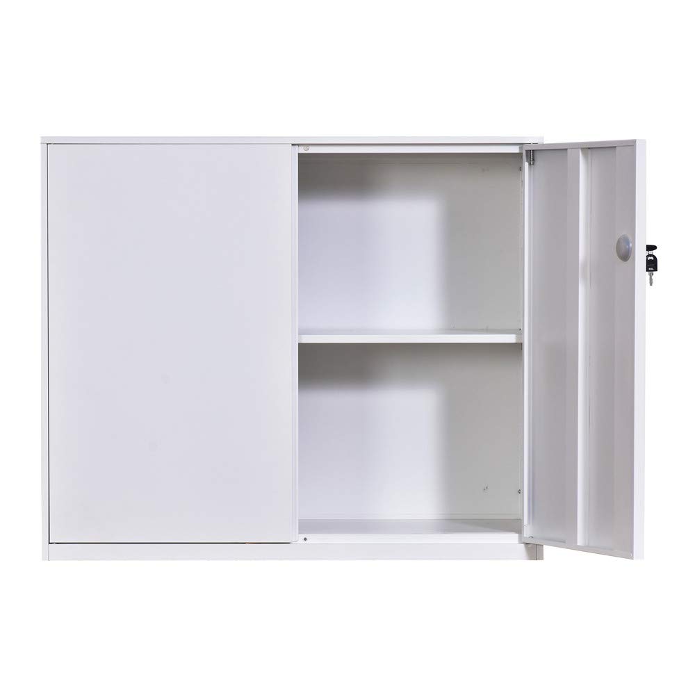 Lockable Small Office File Cabinet with Adjustable Shelf - White Document Storage Cabinet for Home & Office Organization - Perfect for Files, Folders, and Office Supplies Storage