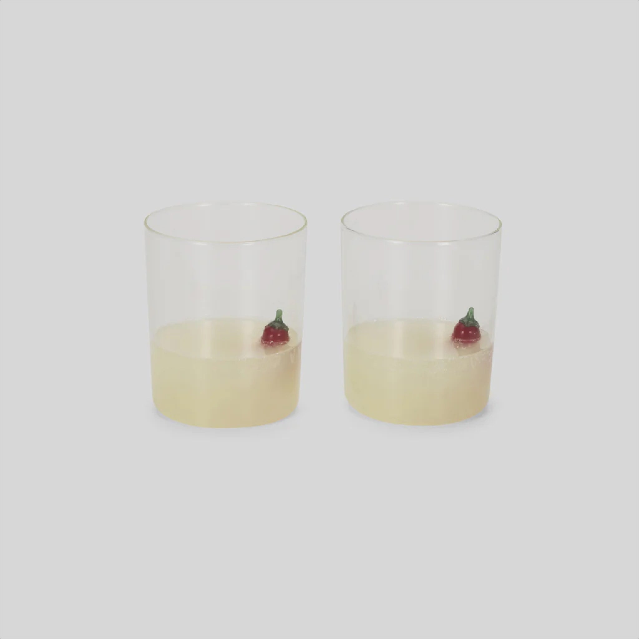 MAISON BALZAC Chilli Gobelets - Clear/Red Glass Cups (Set of 2) - Perfect for Cocktails, Wine & Home Decor