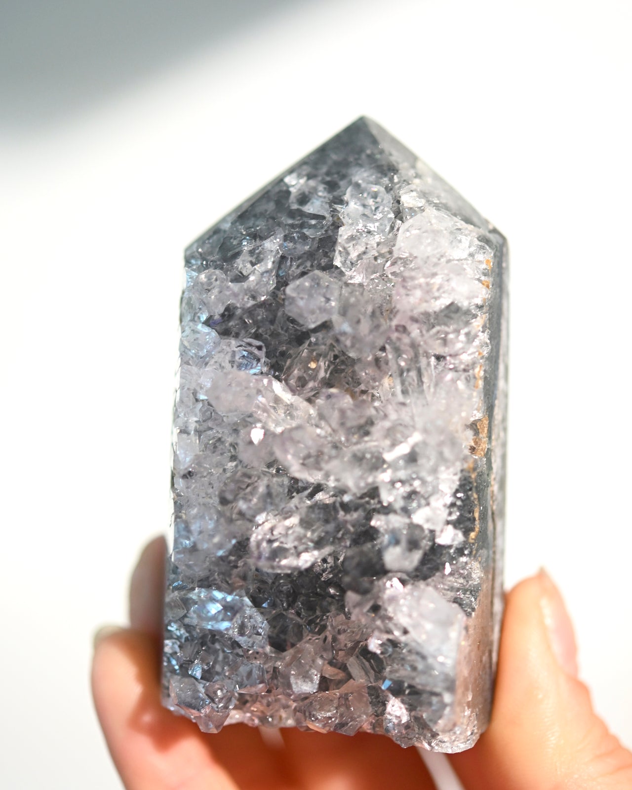 Natural Gray Amethyst Druzy Crystal Tower - 3 Inch Healing Stone for Meditation, Reiki, Home Decor & Spiritual Gifts