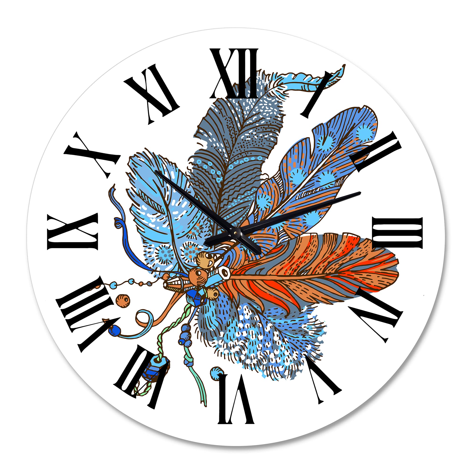 Bohemian Eclectic Wall Clock - Large Ethnic Boho Style with Animal Design for Home & Office Decor | Perfect for Living Room, Bedroom, or Boho Chic Spaces