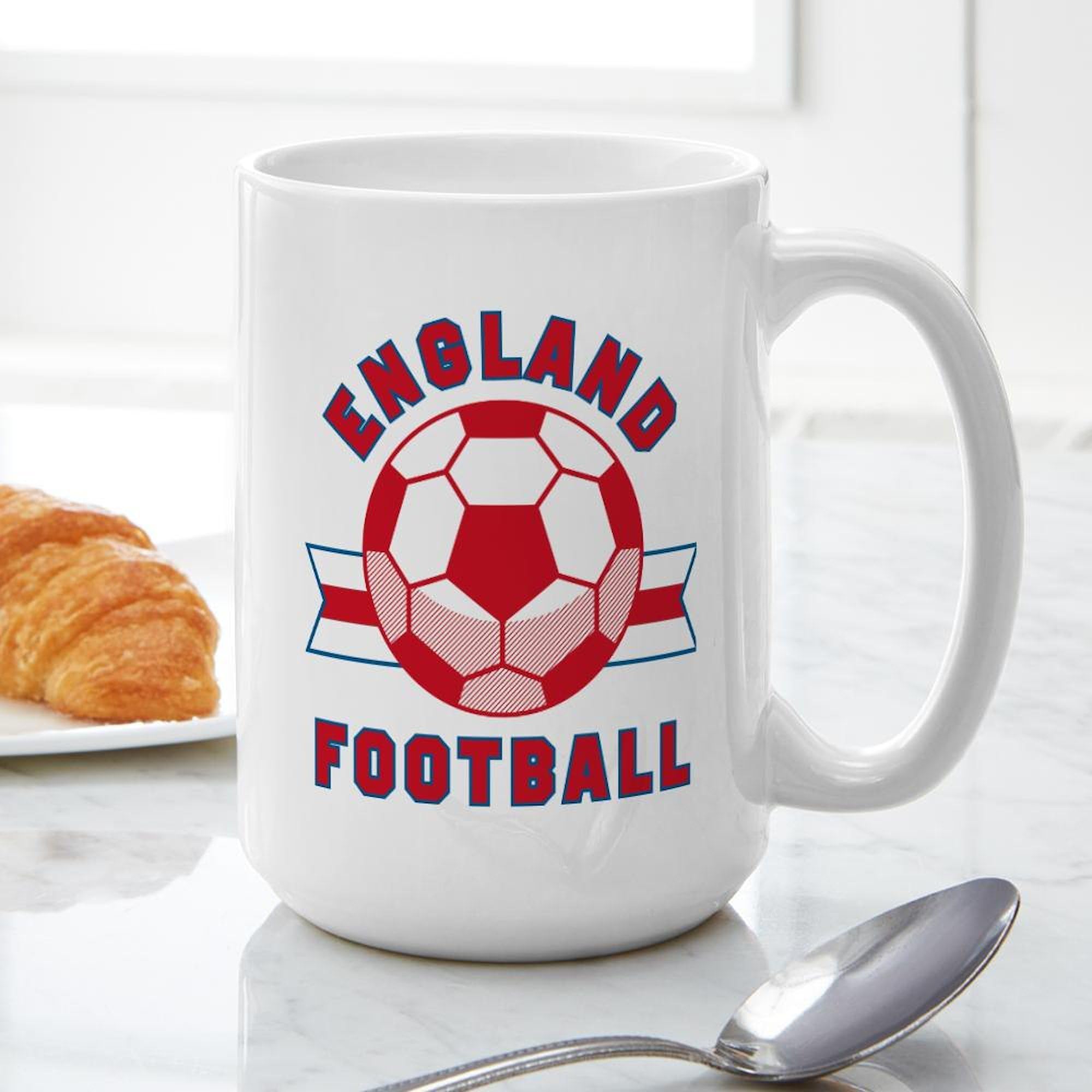 England Football Team 15 oz (444 ml) Ceramic Coffee Mug - Perfect for Soccer Fans, Tea & Coffee Lovers - Great Gift for Game Day, Office or Home Use
