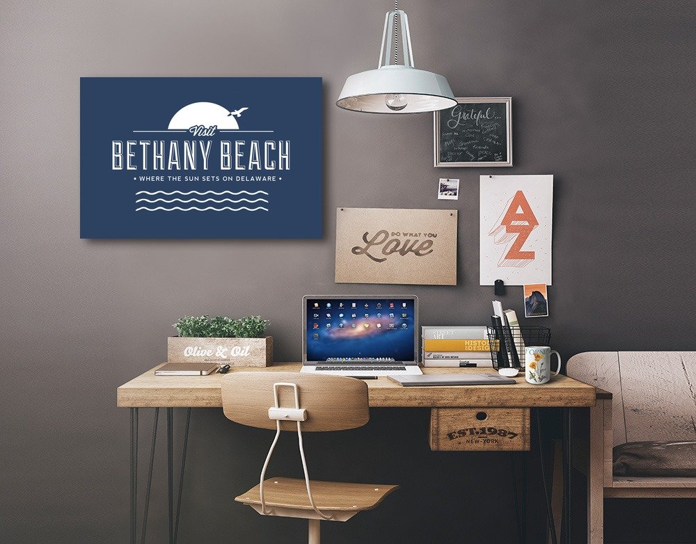 Lantern Press Visit Bethany Beach Delaware Sunset Wall Art - 12x18 Wrapped Canvas Print for Coastal Home Decor | Perfect for Living Room, Bedroom & Beach House