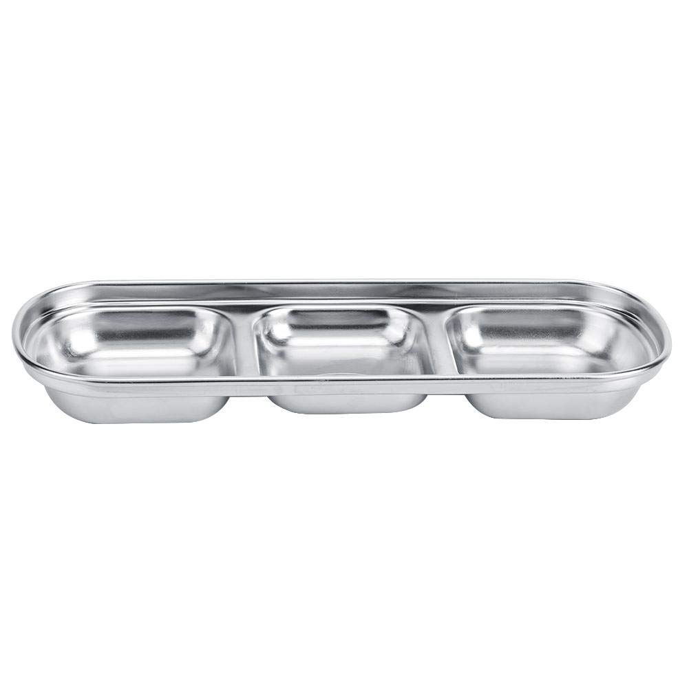 Ymiko 3-Grid Stainless Steel Dipping Bowls - Deep Condiment Serving Dishes for Sauce, Vinegar, Ketchup & BBQ | Perfect for Parties, Sushi, Dumplings & Hot Pot Dining