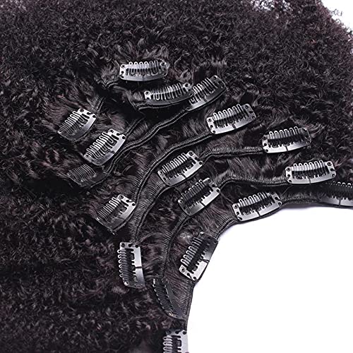 Afro Kinky Curly Clip-in Human Hair Extensions - Mongolian Virgin Hair Weft 12-22 Inch - Natural Black Small Curly Full Head Clip-ins (150g 20inch) for Women - Perfect for Daily Styling, Parties & Protective Hairstyles