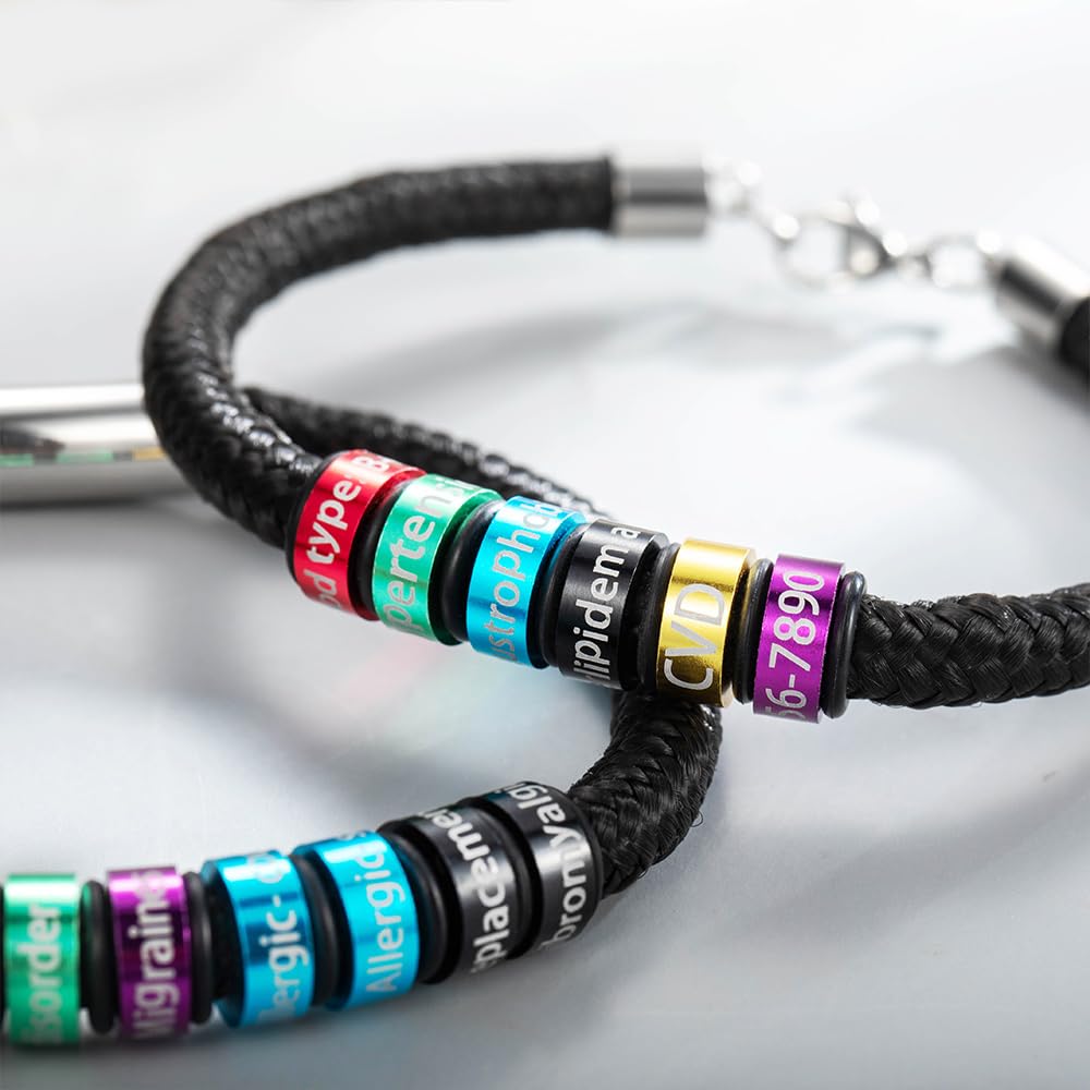 Custom Engraved Medical Alert Bracelet for Men & Women - Personalized Emergency ID Wristband with Adjustable 4.5