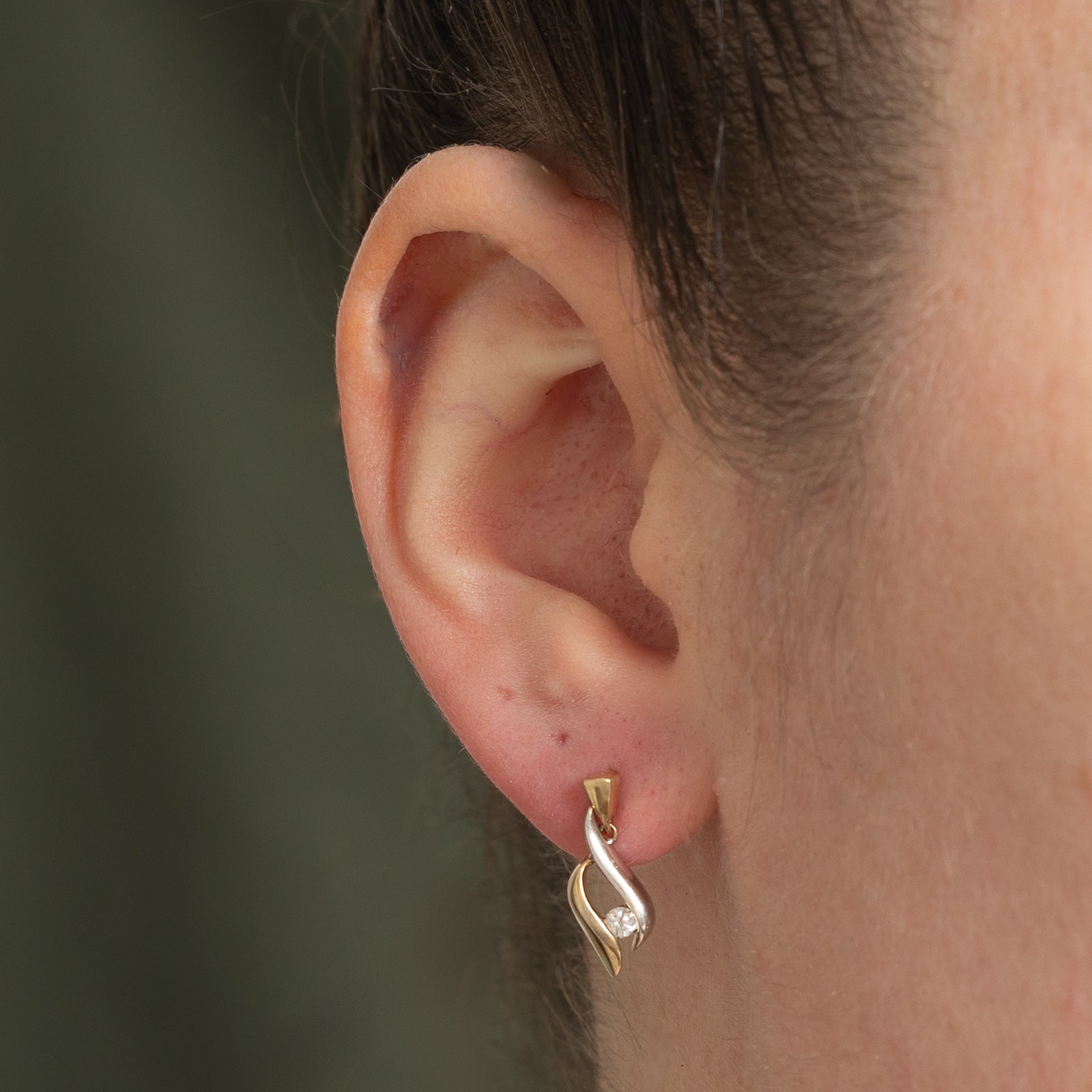 10K Two Tone Gold Diamond Dangle Earrings - 0.12ctw Stud Earrings for Women | Elegant Wedding, Party & Everyday Jewelry Gift