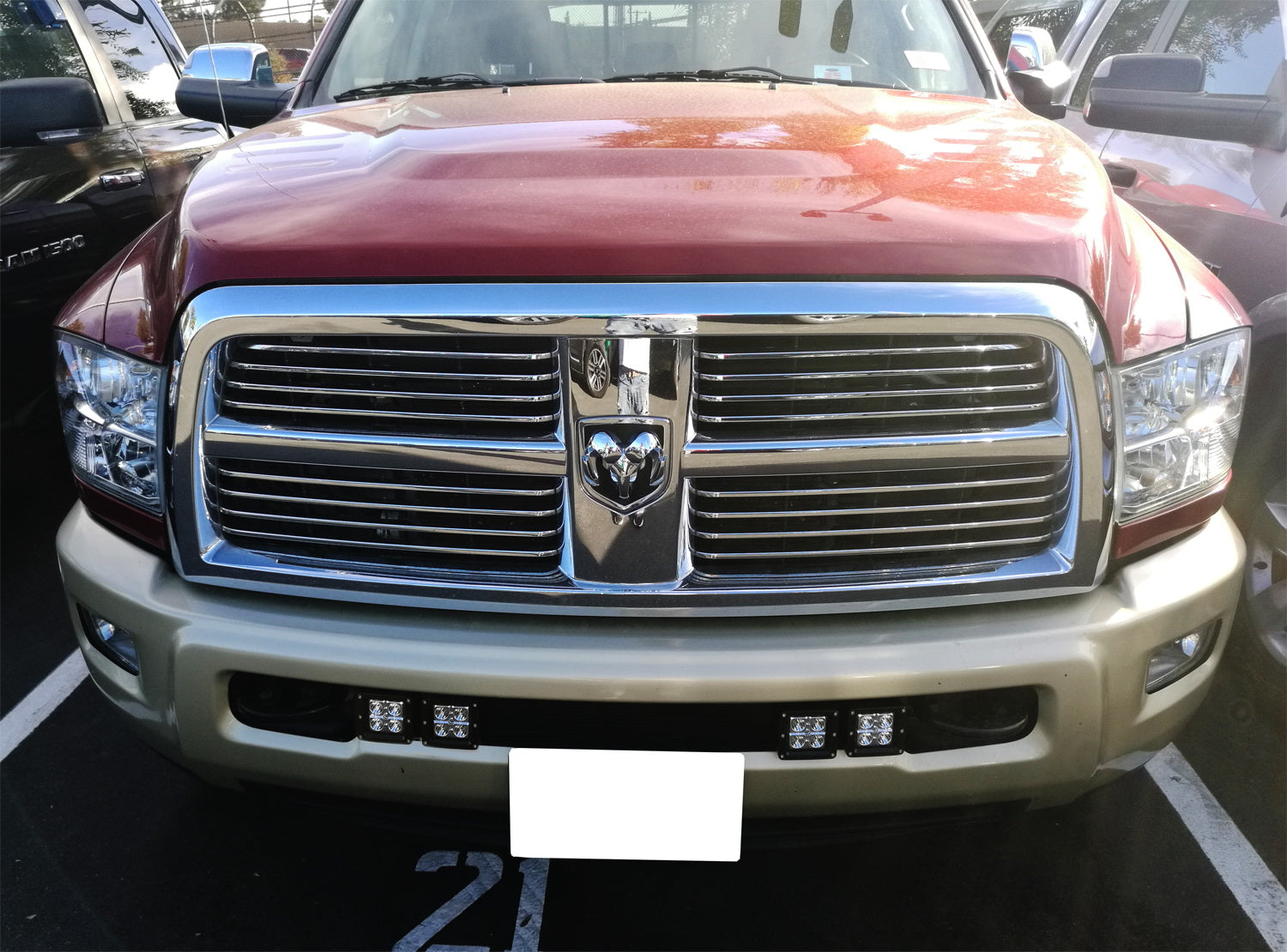 40W CREE LED Pods with Lower Bumper Mounting Bracket - Compatible with 2009-2018 Dodge RAM 2500 & 3500 - Off-Road Lighting for Trucks, Fog Lights, Trail Driving, and Nighttime Visibility
