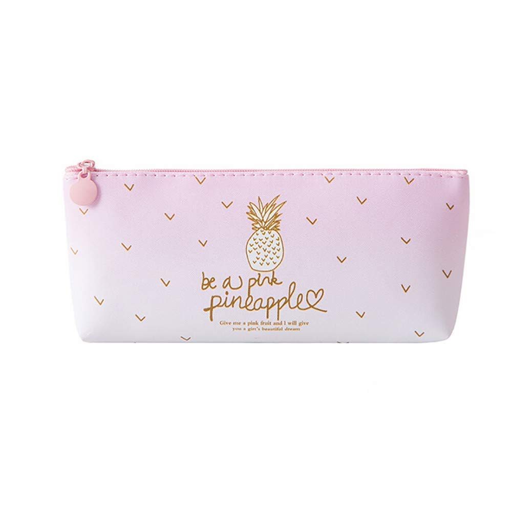 Stylish Pink Pineapple Pencil Case - 1PC Fashion Cosmetic Bag & Makeup Pouch for School, Office & Travel - Trendy Pencil Box Organizer for Pens, Cosmetics & Accessories