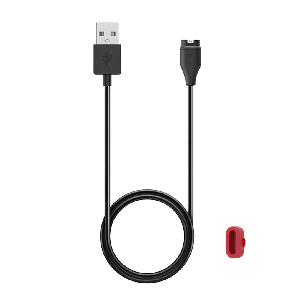 Original Garmin Vivoactive 3 Charger Cable with Red Silicone Dust Plug - Replacement Charging Cord for Garmin Vivoactive 3 Music Smartwatch - Perfect for Home, Office, Travel & Gym Use