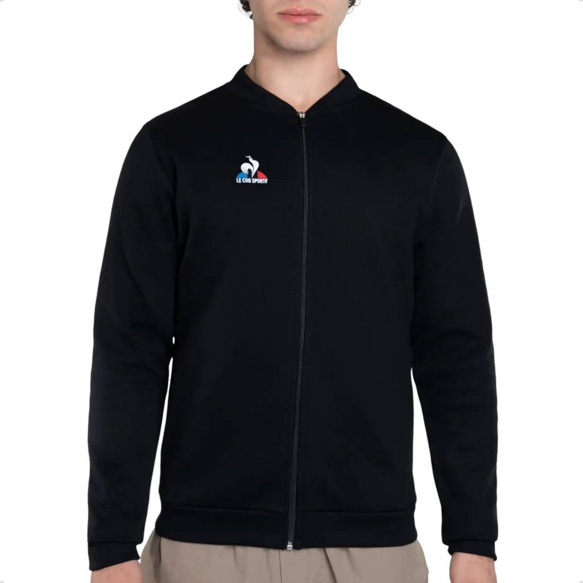 Le Coq Sportif Men's Training Full-Zip Jacket - Black | Lightweight & Breathable for Running, Gym & Outdoor Activities