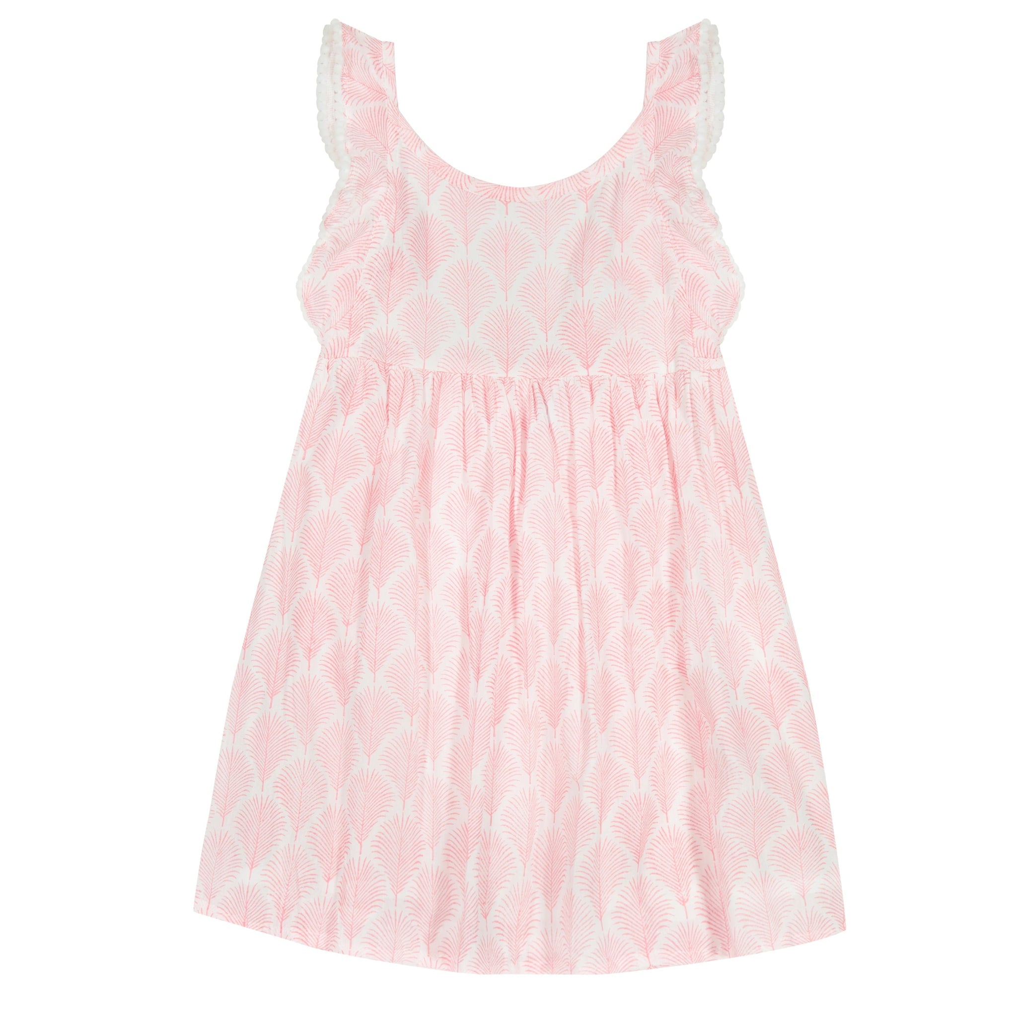 Daphne Girl's Flutter Sleeve Dress - Pink Feather Embellished Party Dress for Kids | Perfect for Birthday Parties, Photo Shoots & Special Occasions