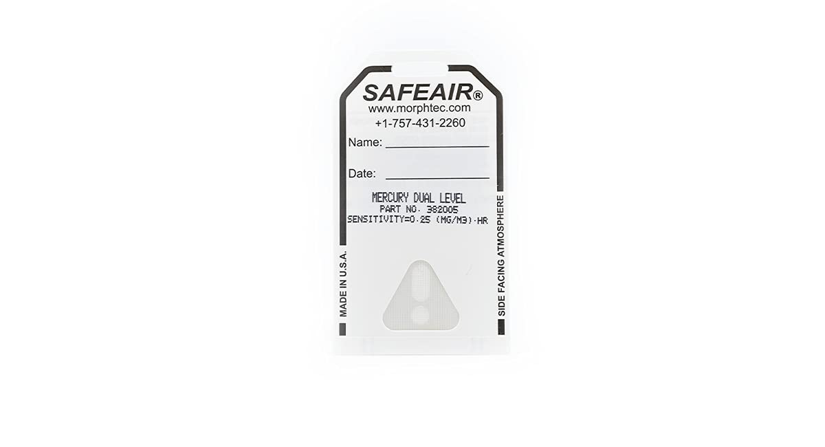 SafeAir Mercury Badge (50-Pack) & Strap Clips (10-Pack) - Industrial Safety Equipment for Mercury Vapor Detection in Laboratories & Workplaces