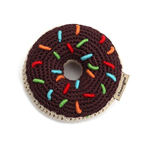 Organic Bamboo Crocheted Chocolate Donut Rattle - Handmade Baby Teether Toy | Safe & Natural Wooden Sensory Toy for Newborns & Infants | Perfect for Soothing Teething Pain & Early Learning Playtime