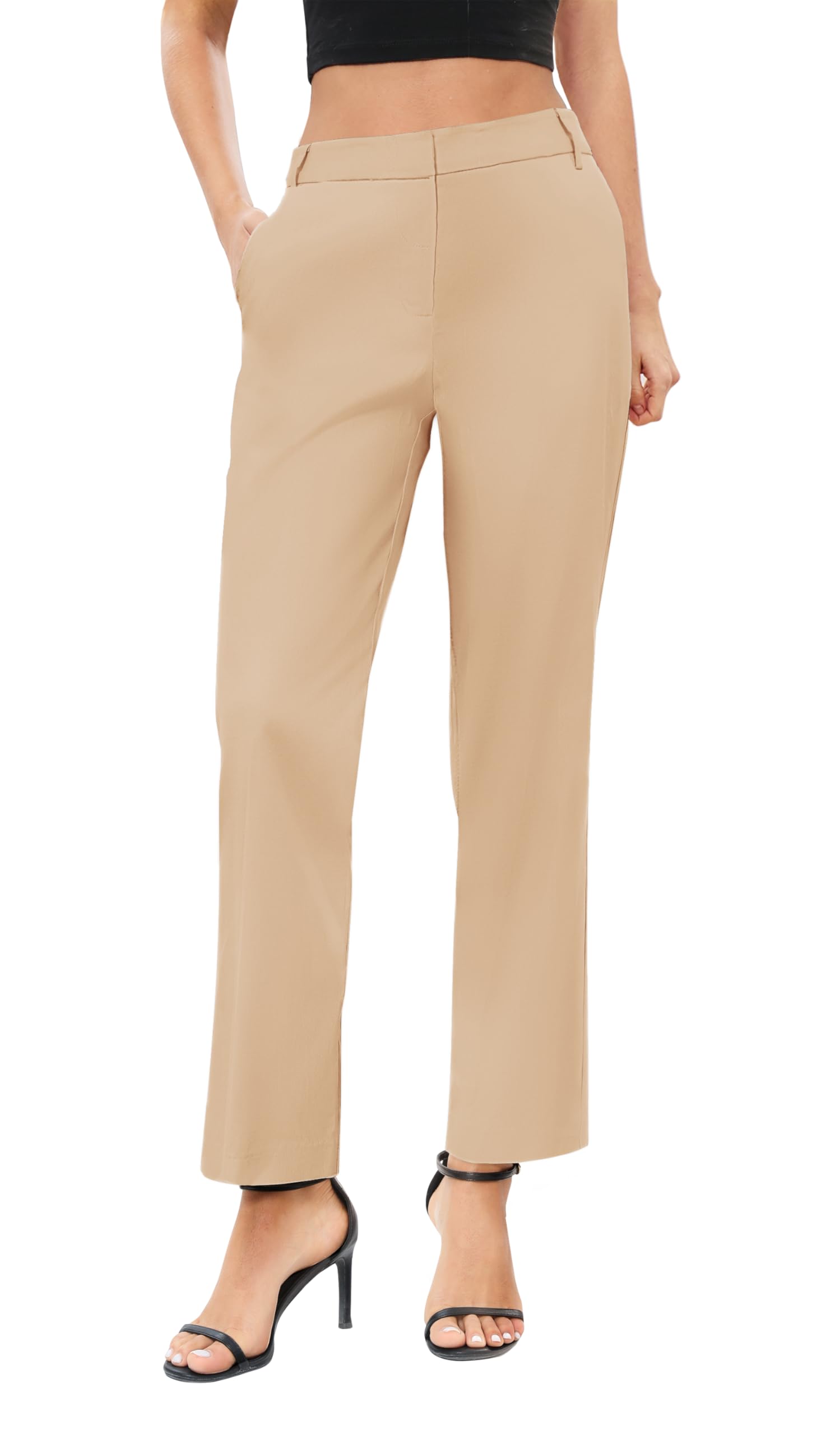 Urban CoCo Women's Stretch Waist Work Pants - Business Casual Office Trousers with Pockets for Professional Women | Perfect for Office, Meetings & Business Travel