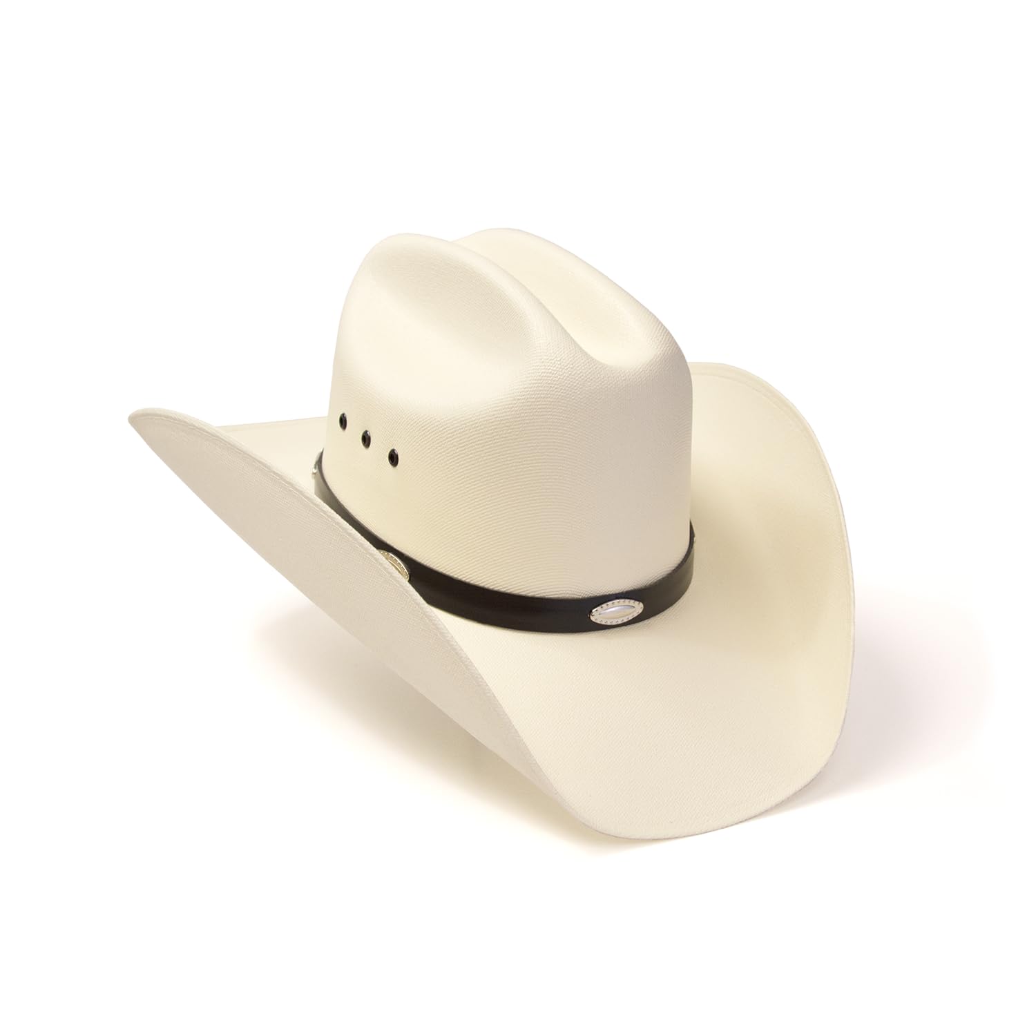 Western Express Natural Straw Cowboy Hat - Cattleman Style with Silver Conchos Hat Band | Sun Protection Cowboy Hats for Men & Women | Perfect for Rodeo, Ranch Work & Outdoor Adventures