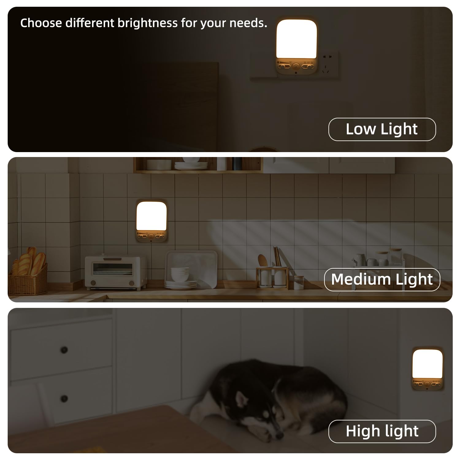 Energy Efficient LED Night Light Plug-in with Motion Sensor - Dusk to Dawn, 4 Lighting Modes & Adjustable Warm White - Perfect for Bedrooms, Hallways, Nursery (2 Pack) - Ideal for Elderly, Kids & Baby Safety