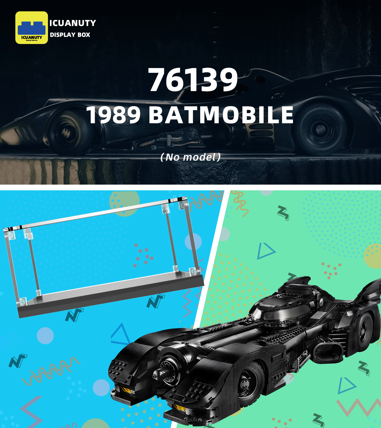 LEGO Batmobile 1989 (76139) Display Case - Clear Acrylic Showcase for Collectible LEGO Sets - Perfect for Home Decoration & Toy Protection