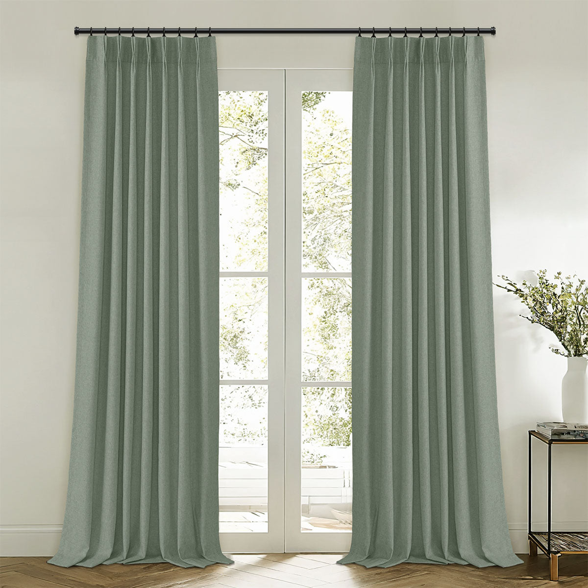 Soundproof Heavyweight Blackout Curtains - Pinch Pleated Denim Blue | Noise Reducing Thermal Insulated Drapes for Bedroom, Living Room & Home Theater | Silencio Collection