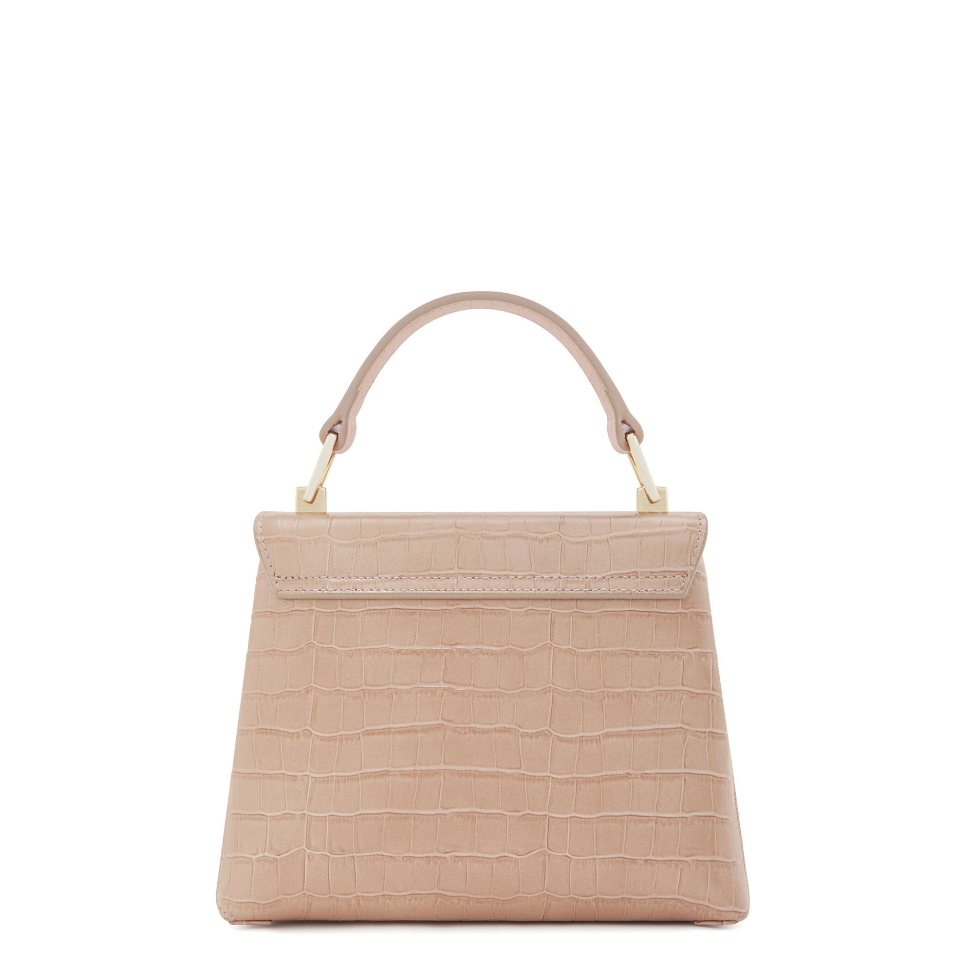 Femme Forte Heline Crocodile Embossed Beige Calfskin Leather Handbag for Women - Elegant Designer Purse for Work, Travel & Evening Events