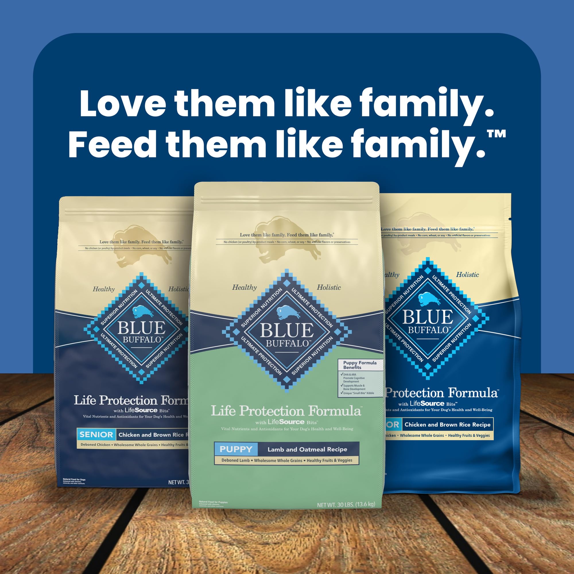 Blue Buffalo Life Protection Formula Puppy Dry Dog Food with DHA & ARA - Natural Lamb & Oatmeal Recipe for Healthy Growth - 30lb Bag - Perfect for Training, Weaning & Daily Nutrition