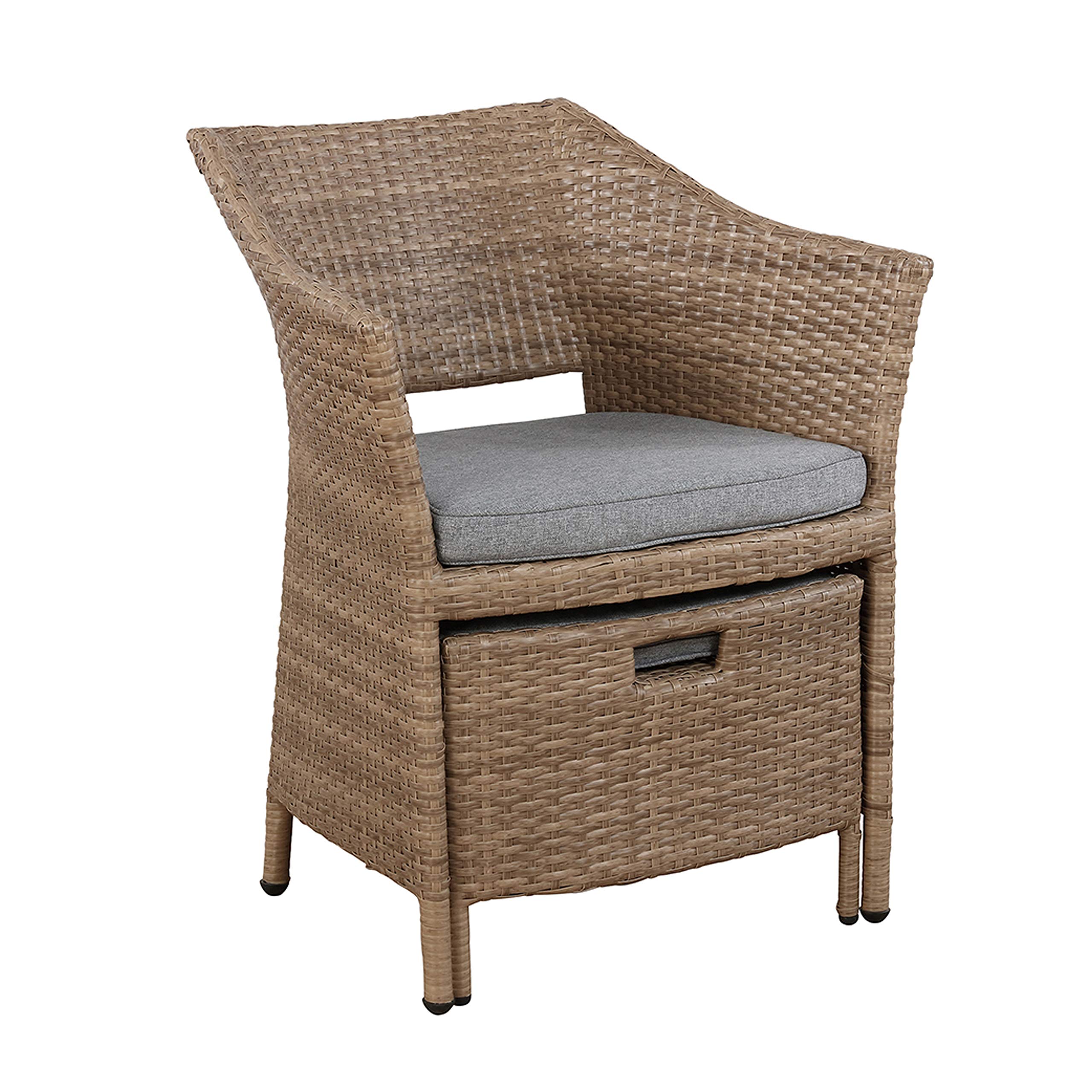Kokoli All-Weather Outdoor Patio Conversation Set - 2 Durable Chairs with Cushioned Ottomans & 17